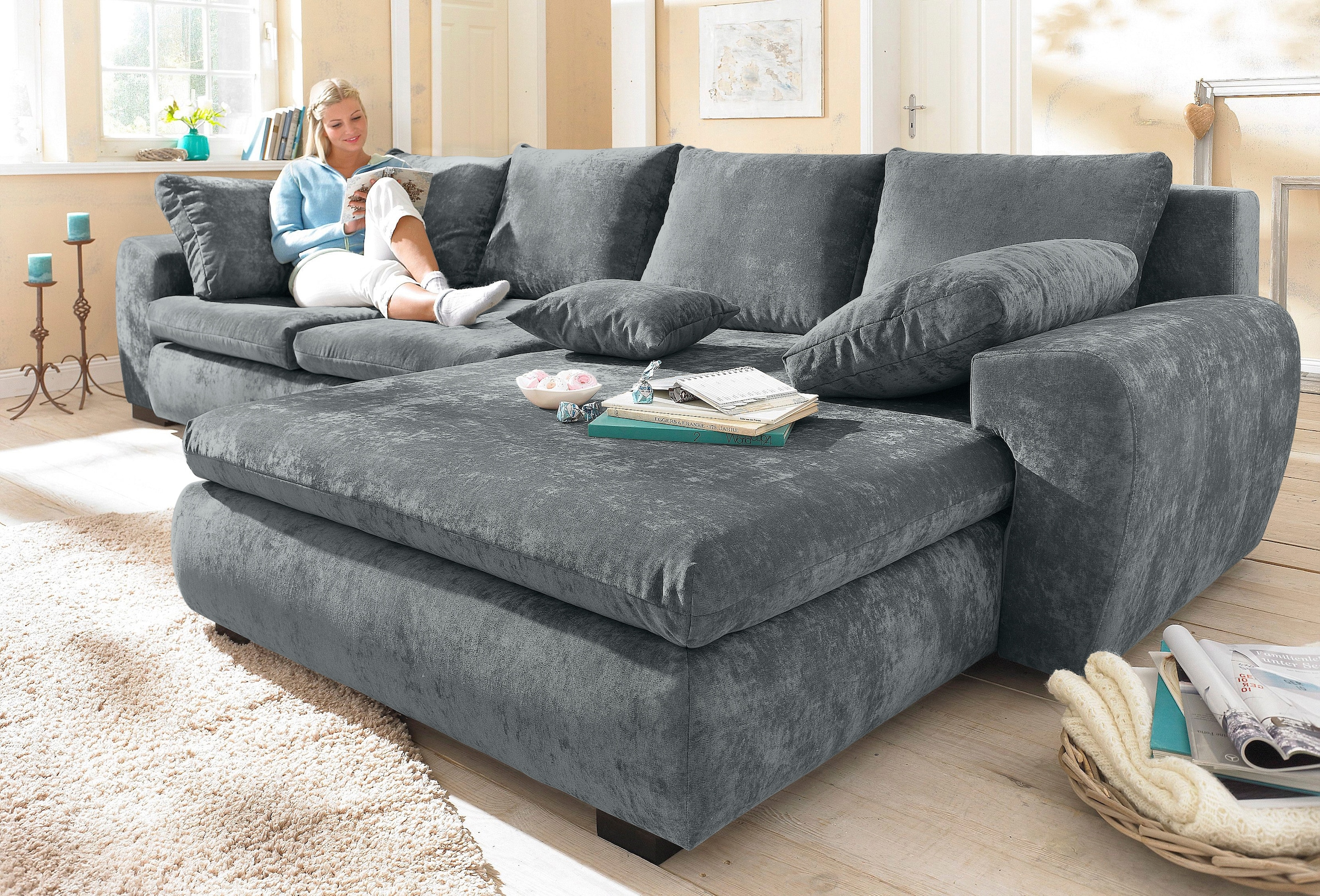 Home affaire Ecksofa Cara Mia L-Form, wahlweise mit Bettfunktion und Bettka günstig online kaufen