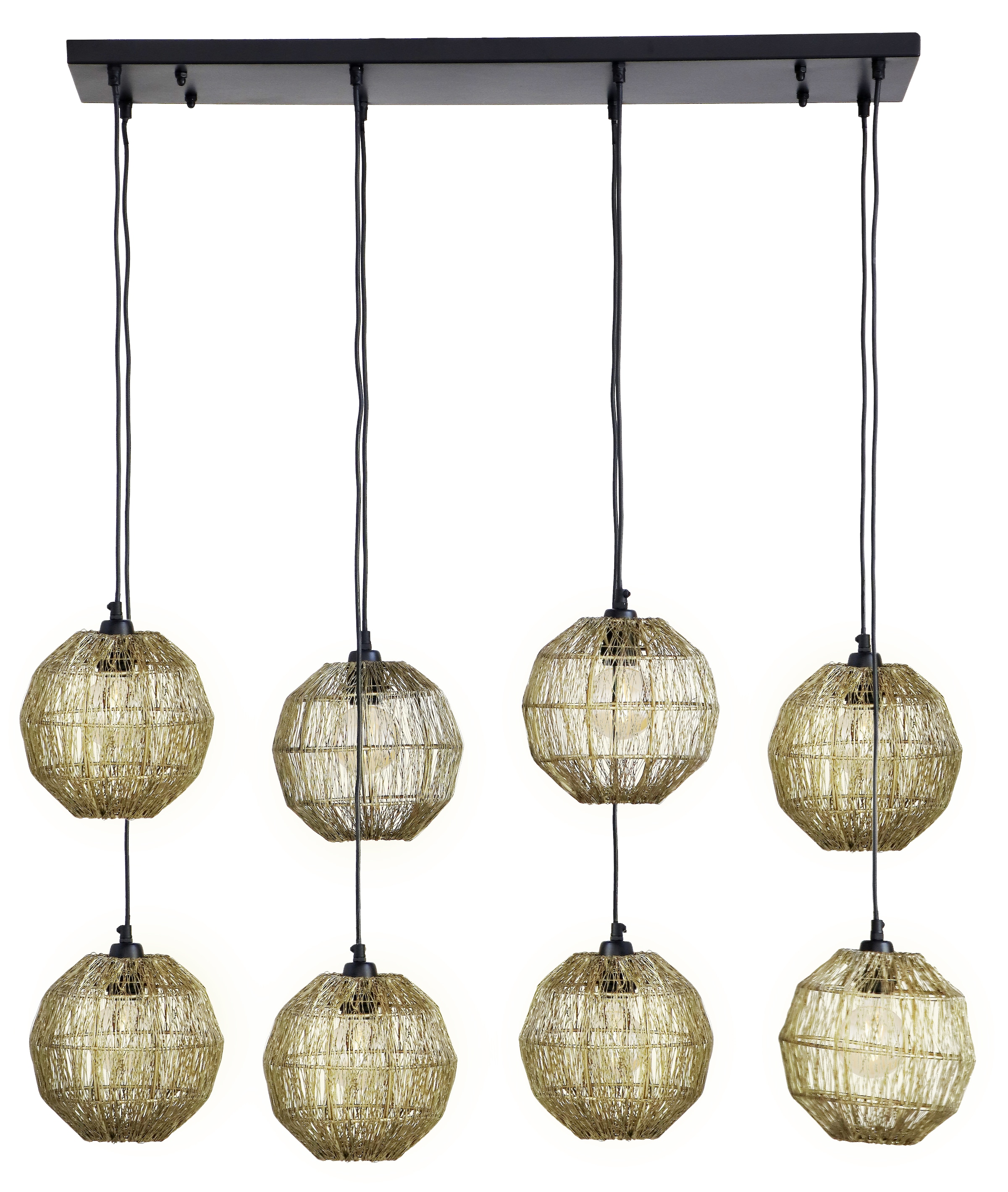 GLOBO LIGHTING Hängeleuchte »HERMI II«, Leuchtmittel E27 | ohne Leuchtmittel, Pendelleuchte / Wohnbereich / altmessing / Metallgeflecht / Kugeln