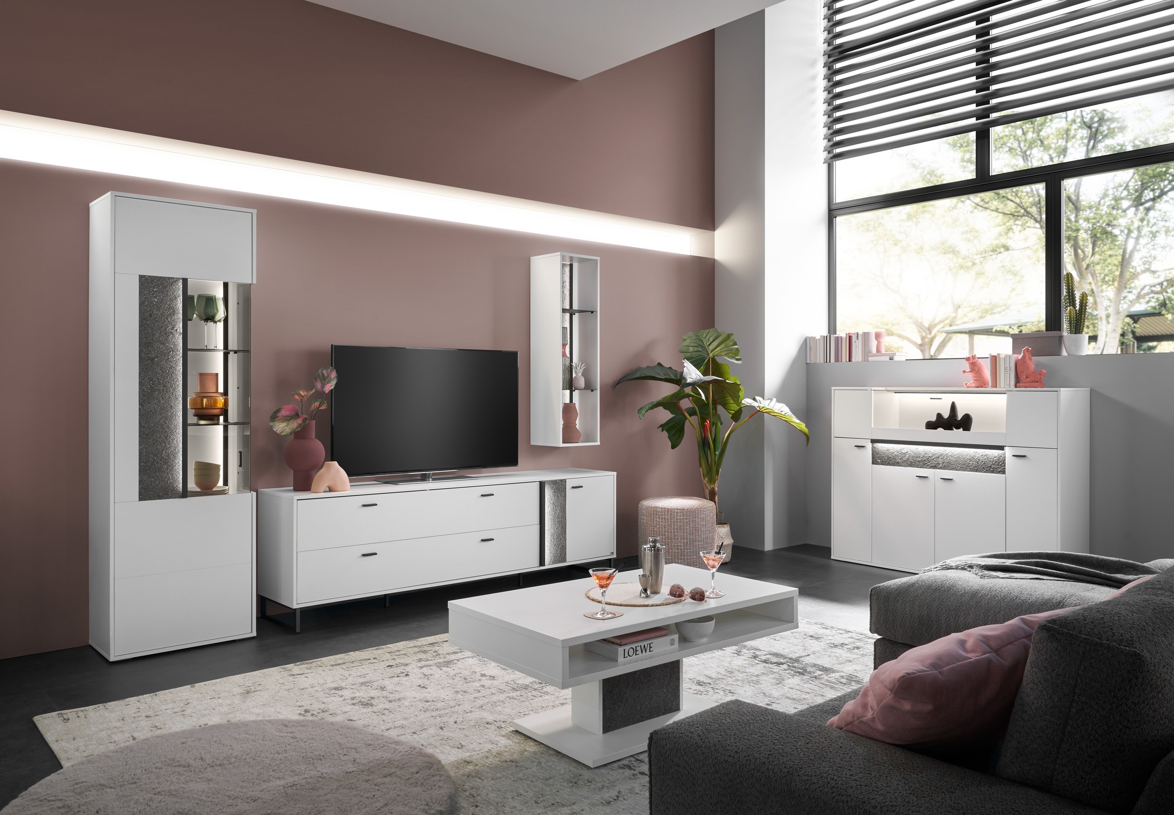 set one by Musterring Couchtisch »Deltona«, Standfuß mit Zierelement, offenes Fach, zwei Farben, B110 x T65 cm