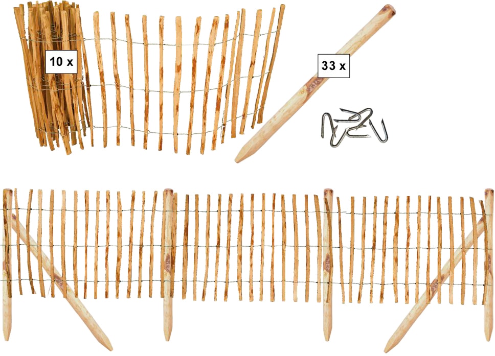 Tetzner & Jentzsch Gartenzaun "Rollzaun Rosswell 8", 90 cm hoch, 10 Elemente für 50 Meter Zaun, mit 33 Pfosten