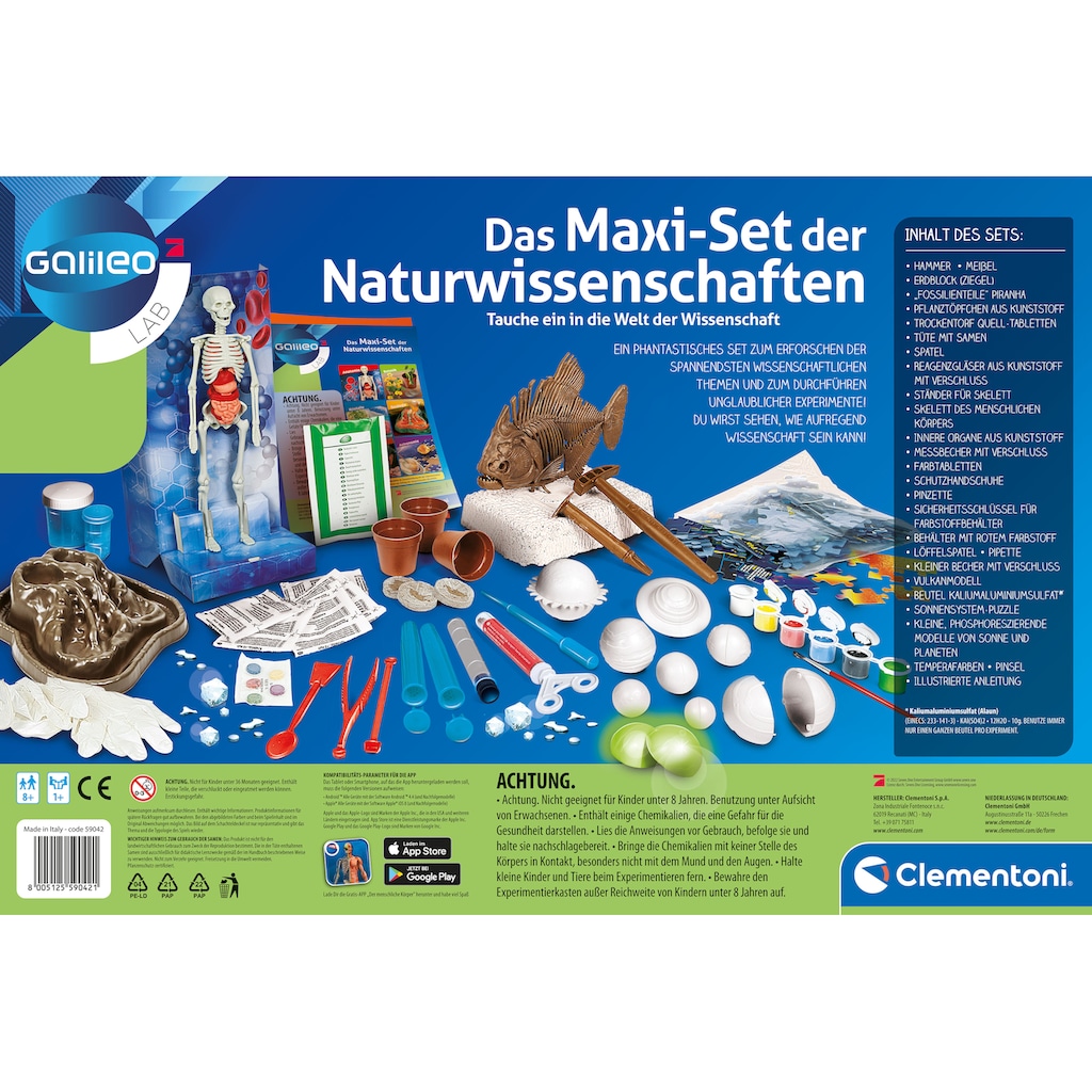 Clementoni® Experimentierkasten »Galileo, Maxi-Set der Naturwissenschaften«