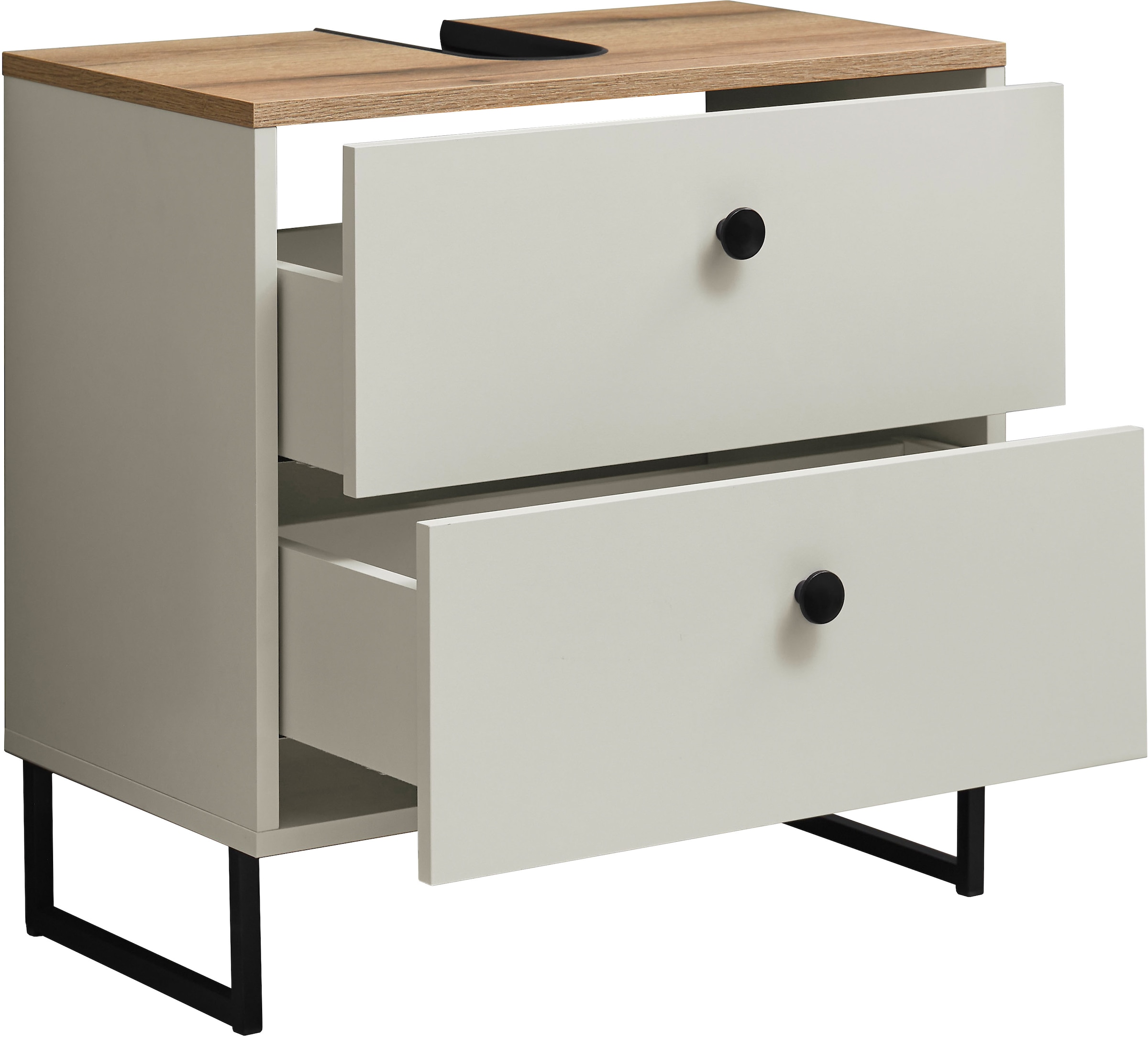 BASIC by Balculina Waschbeckenunterschrank »Linea« 1 Stk. tlg. Breite 60cm, U-Profil Füße, Unterflurauszug