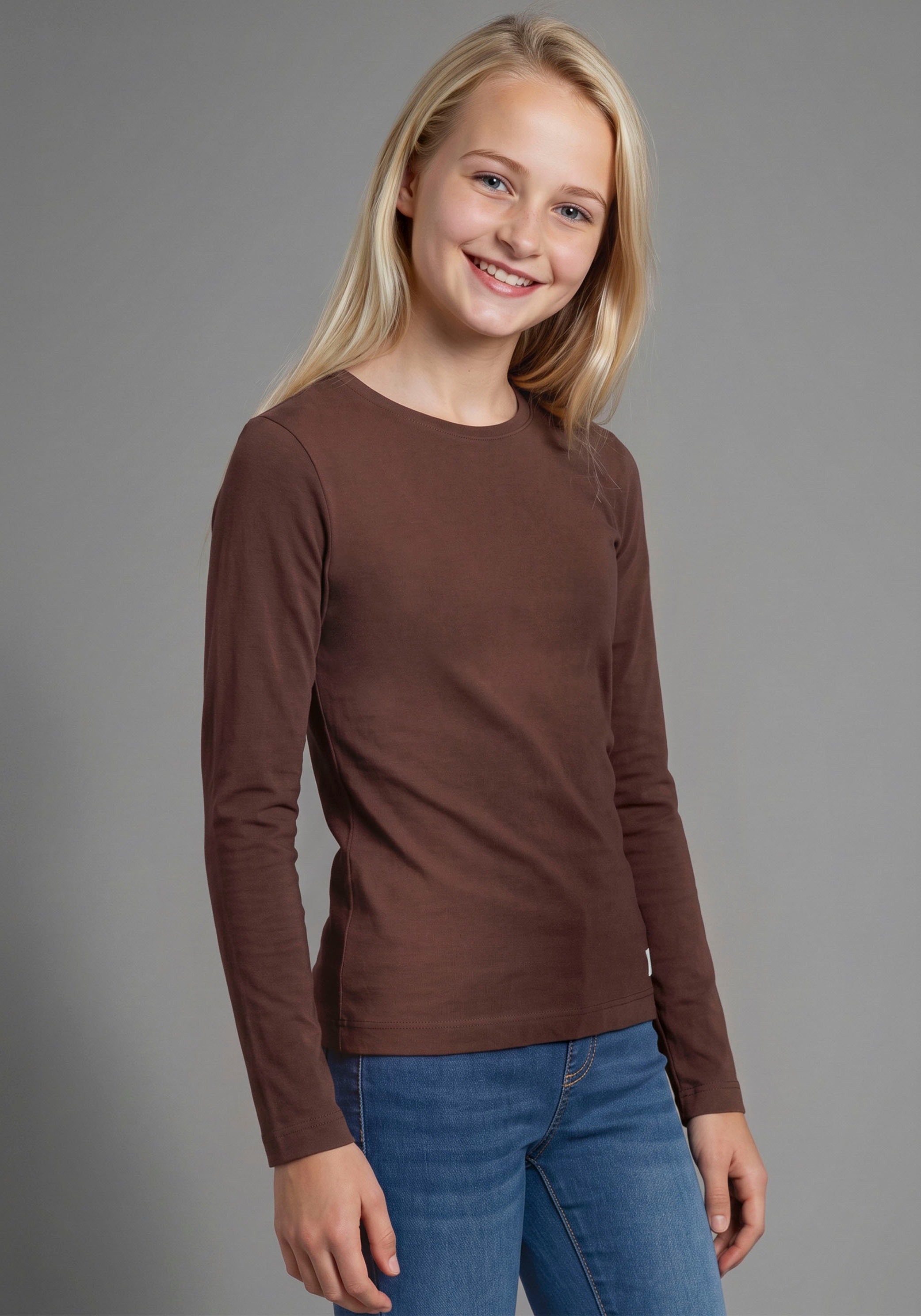 H.I.S Langarmshirt »3er Pack H.I.S Shirts in modischen Farben, Must-Have Basic« Packung, 3,  3 Basic Langarmshirts in Paket, hüftlang, Basic-Passform