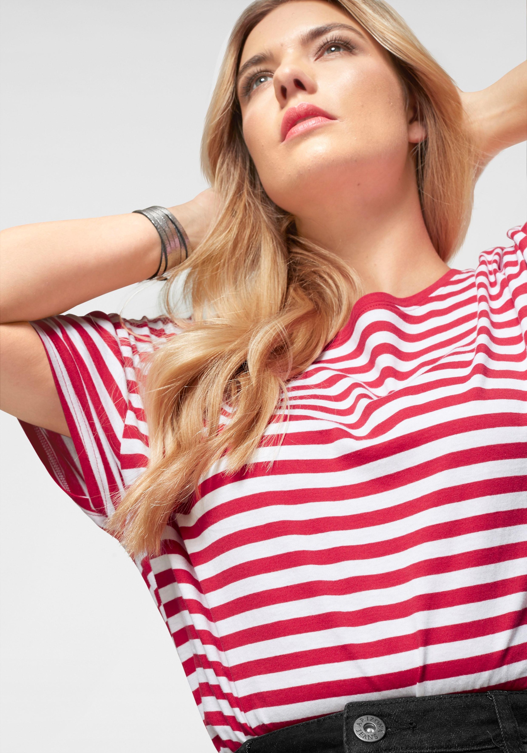 AJC Women's Striped T-Shirt White/Red Size L 2