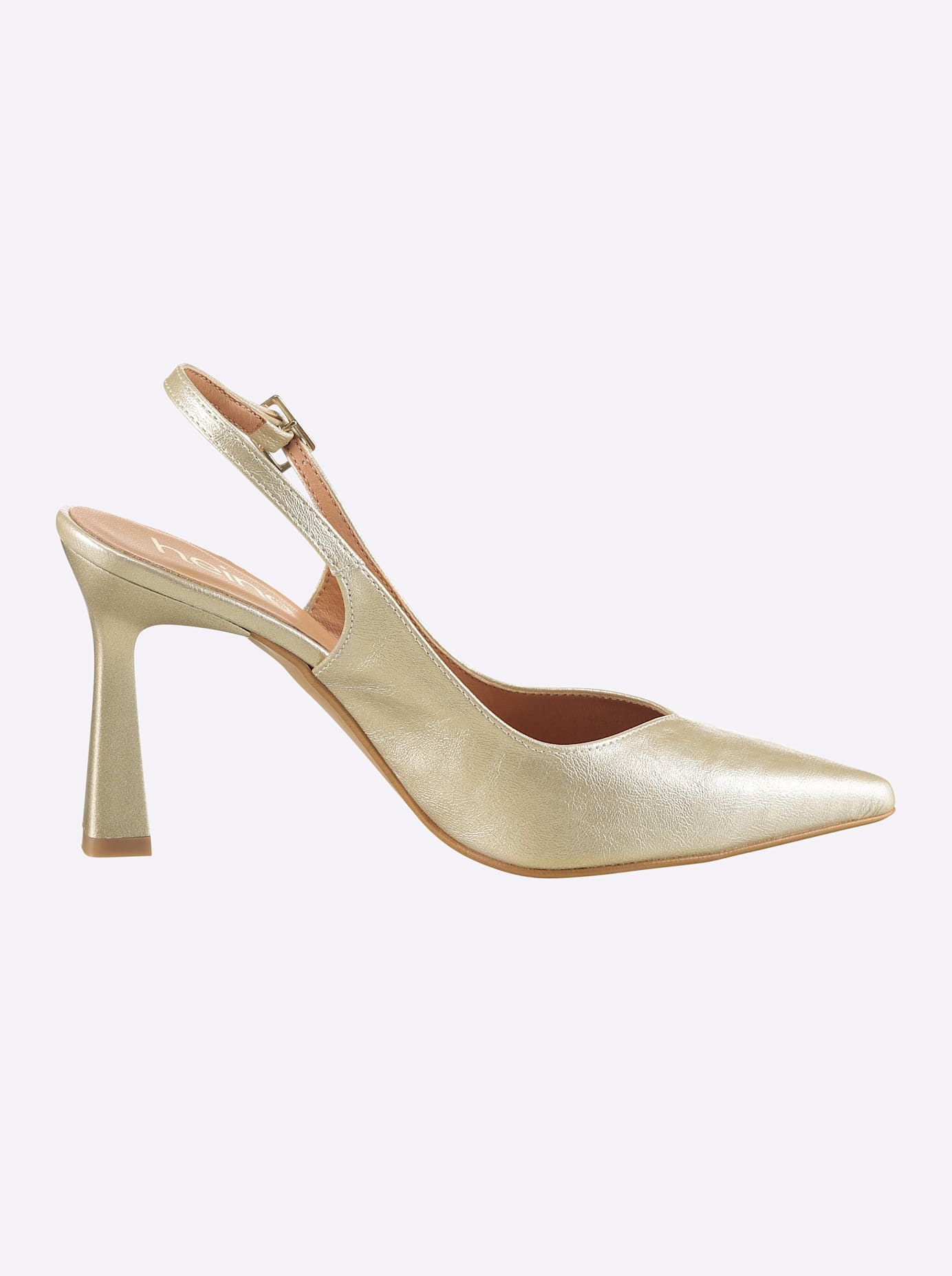 Slingpumps HEINE, Damen, Gr. 41, goldfarben, Textil, Schuhe Slingpumps 3