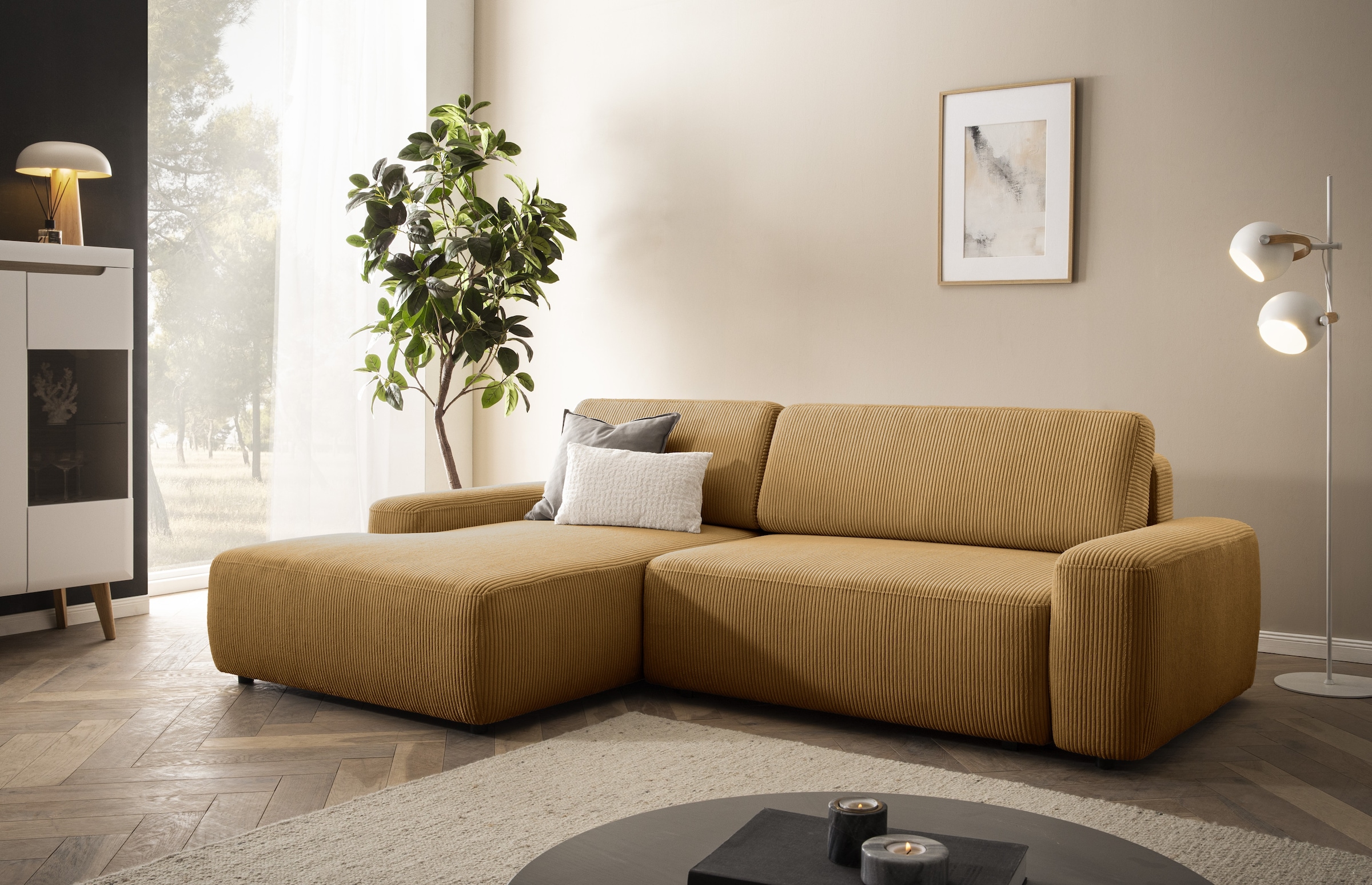 Home affaire Ecksofa "TORGE (264cm), Schlafsofa in Cord, Samtvelours o Stru günstig online kaufen