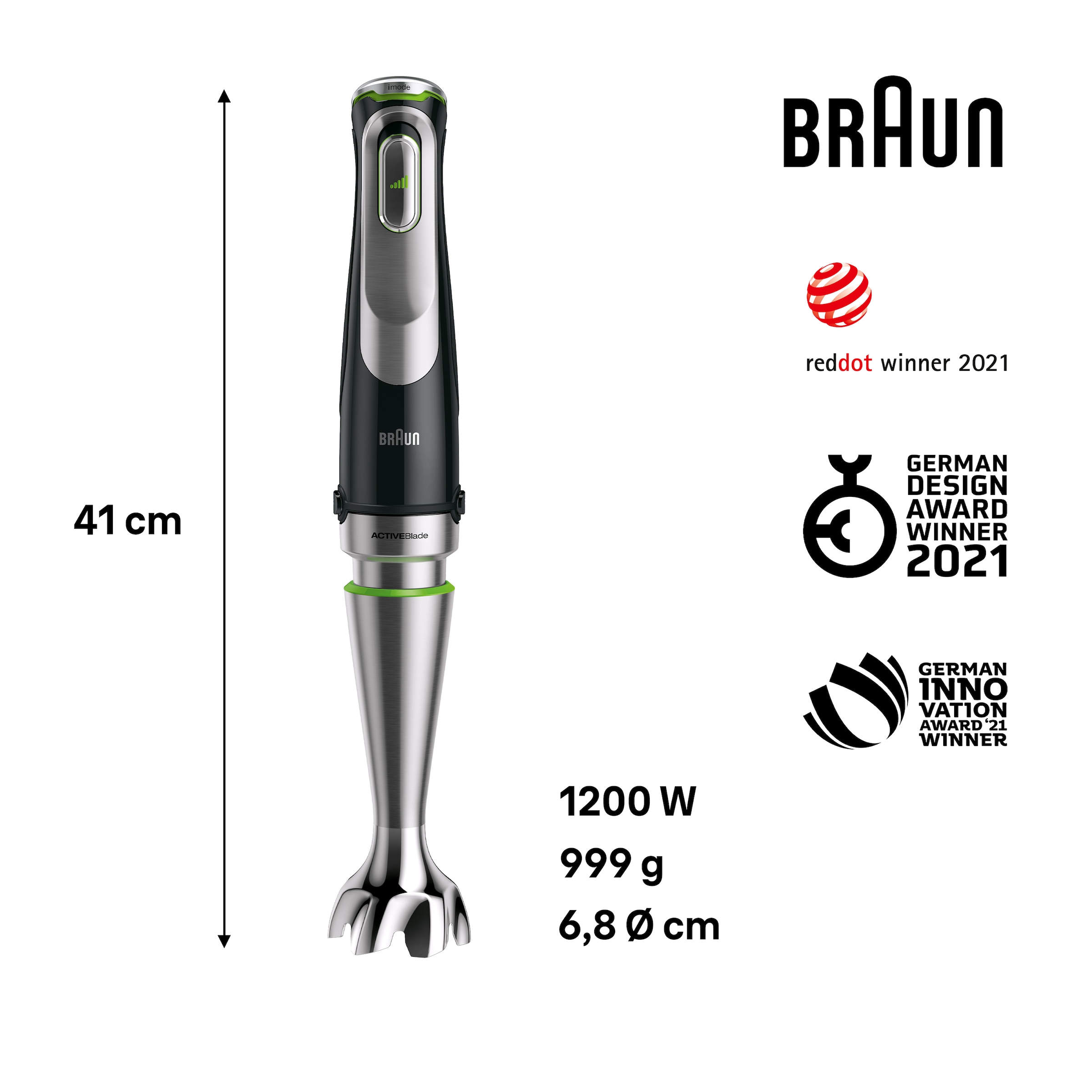 Braun Stabmixer »MultiQuick MQ 9187XLI«, 1200 W