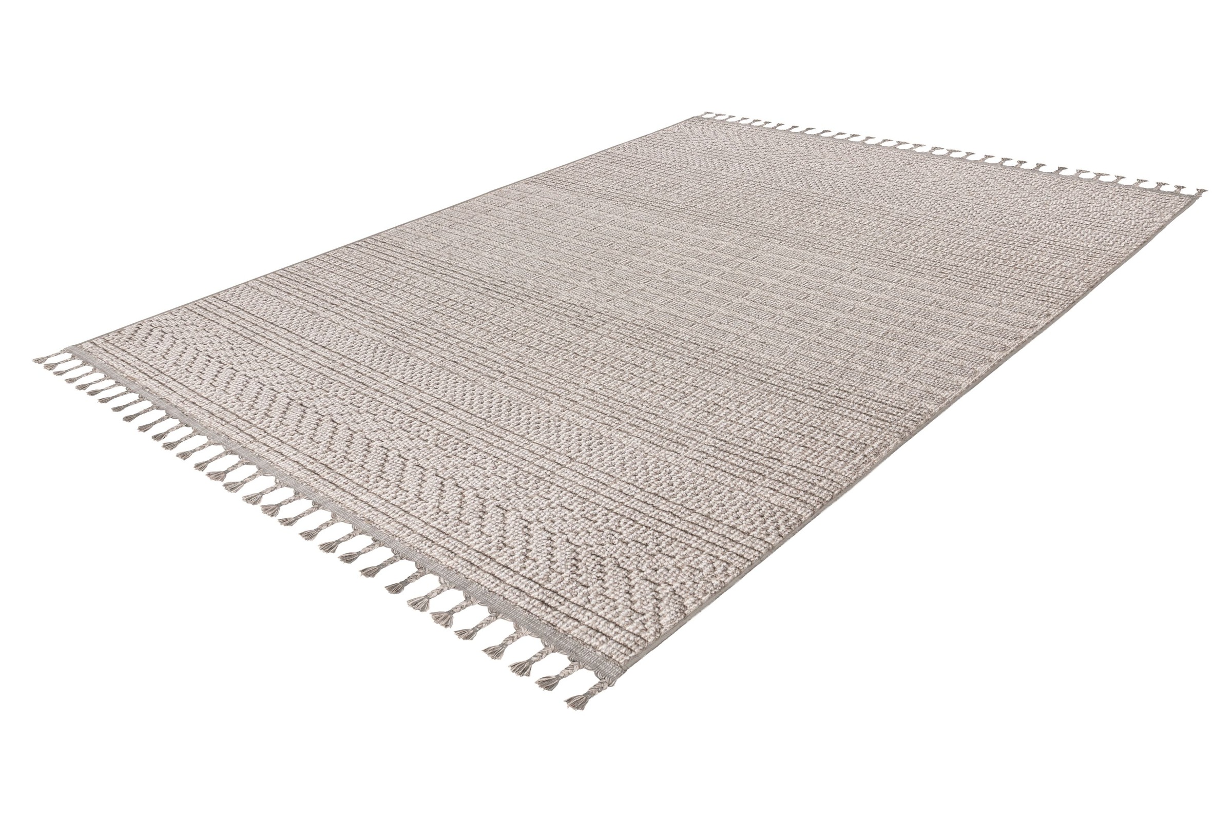 Thumbnail - Kayoom Teppich "Reef 125" rechteckig 9 mm Höhe Kurzflor, Struktur, mit Fransen, Wohnzimmer