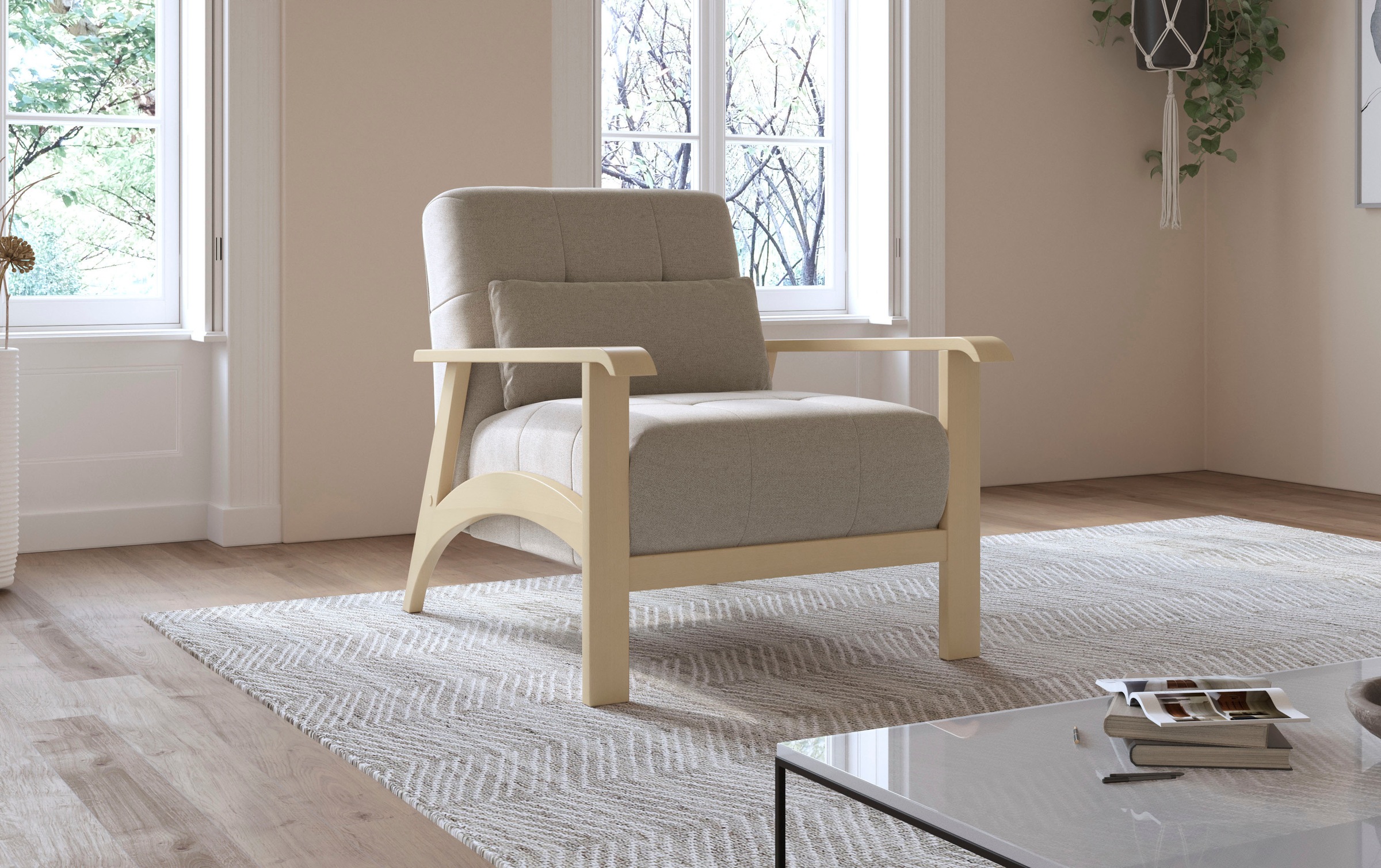 sit&more Sessel "Billund", Armlehnen aus eichefarbigem Buchenholz, verschie günstig online kaufen