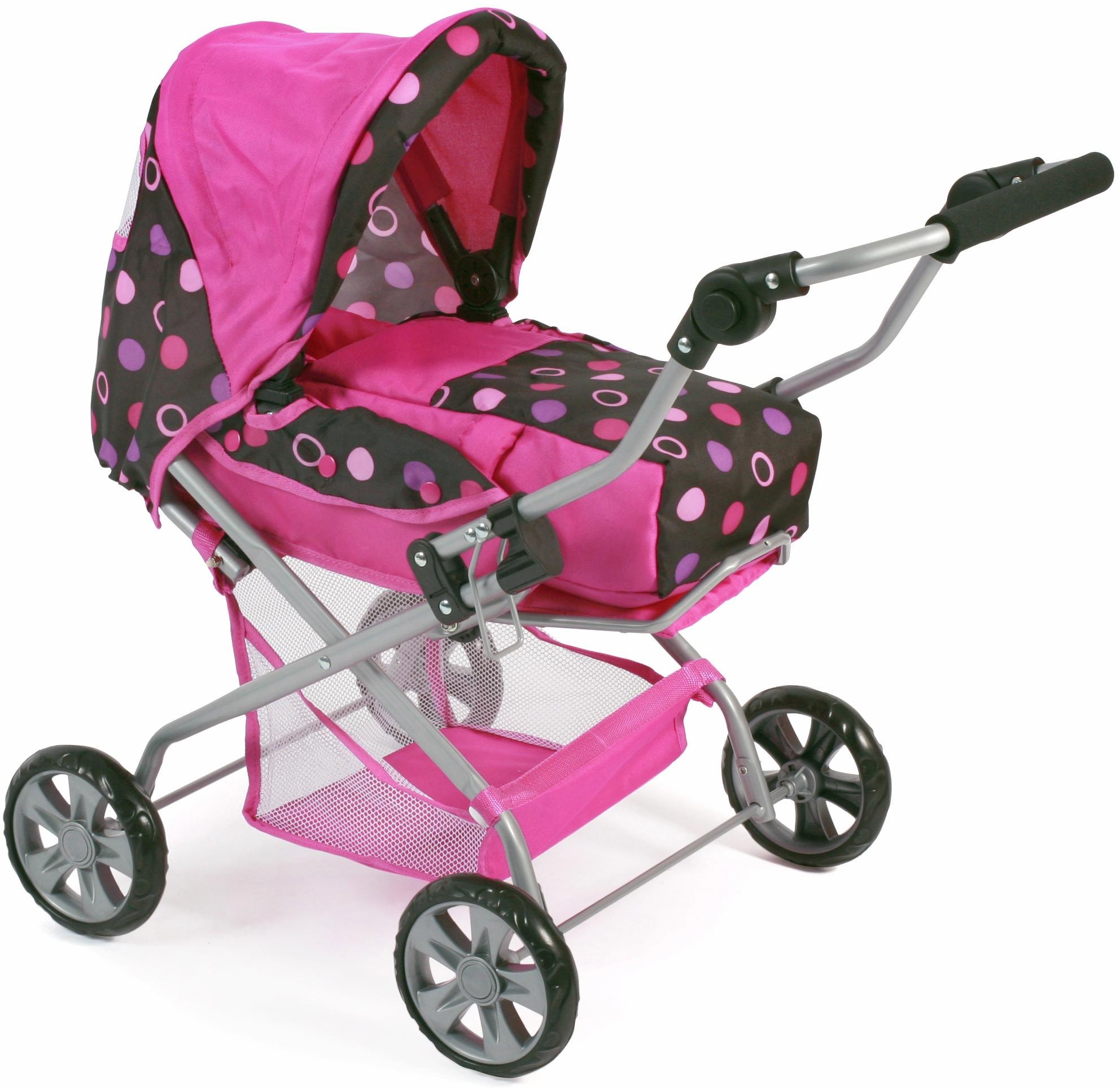 CHIC2000 Kombi-Puppenwagen »Piccolina, schwarz-pink«, mit herausnehmbarer Tragetasche