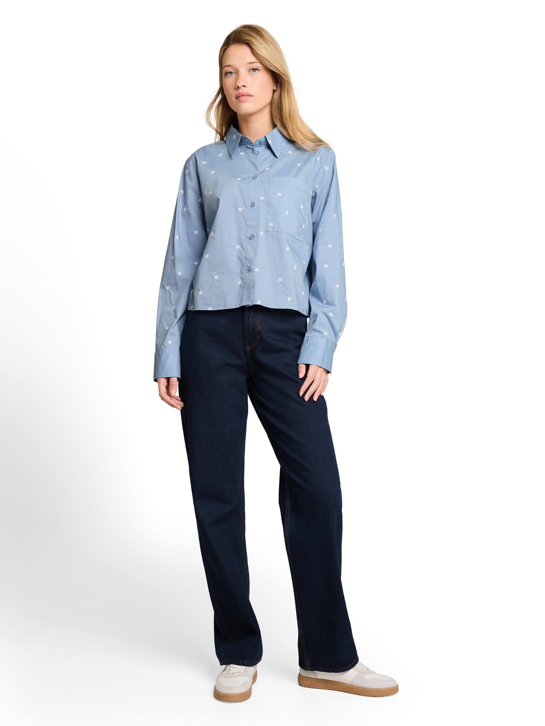 TOM TAILOR Denim Hemdbluse mit Allover-Stickereien