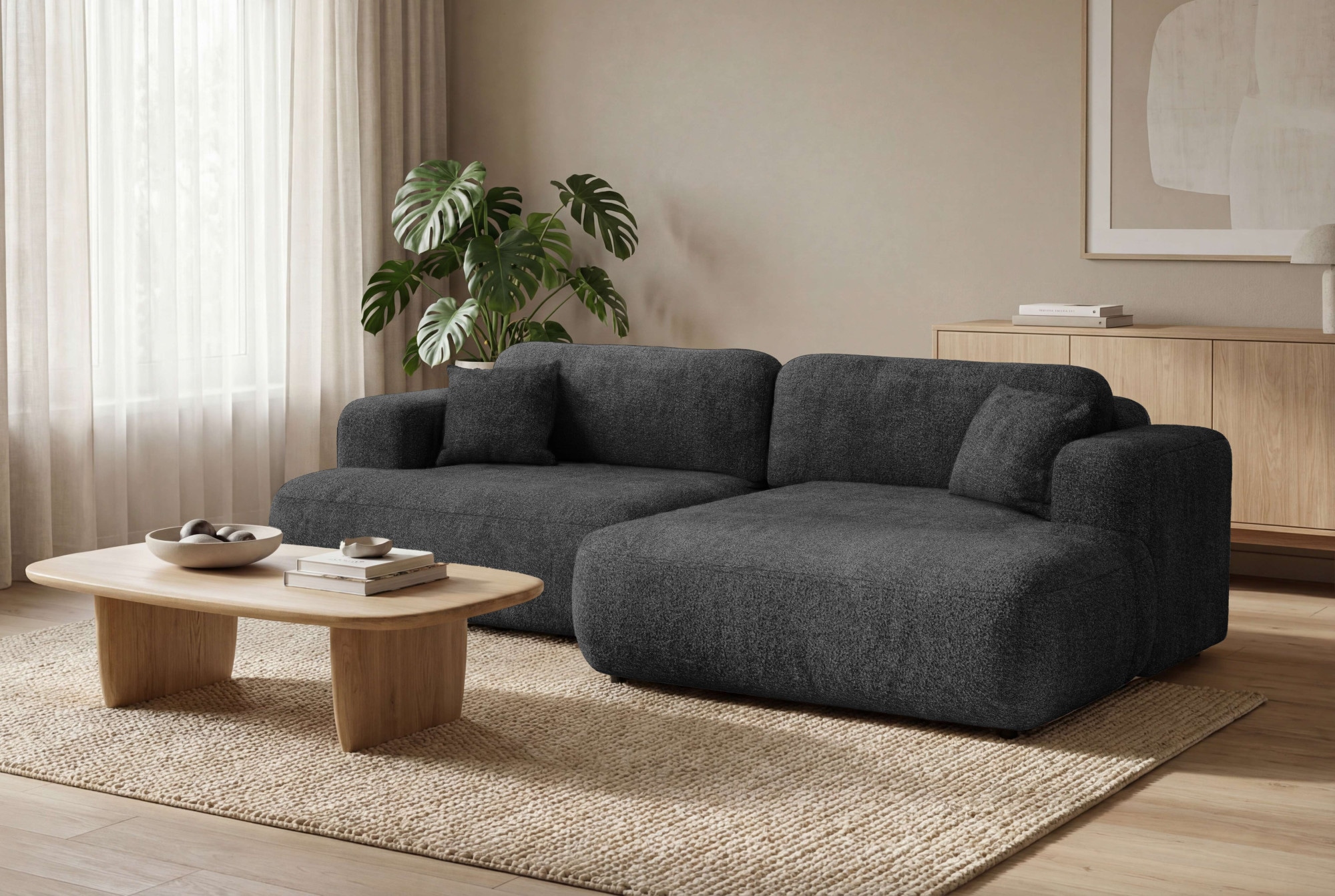 OTTO home Ecksofa »VEEVIA L-Form, Schlafsofa, Verlässliche Qualität, Breite 256cm« mit Bettkasten, belastbar bis 480kg, inklusive Rücken- und Zierkissen