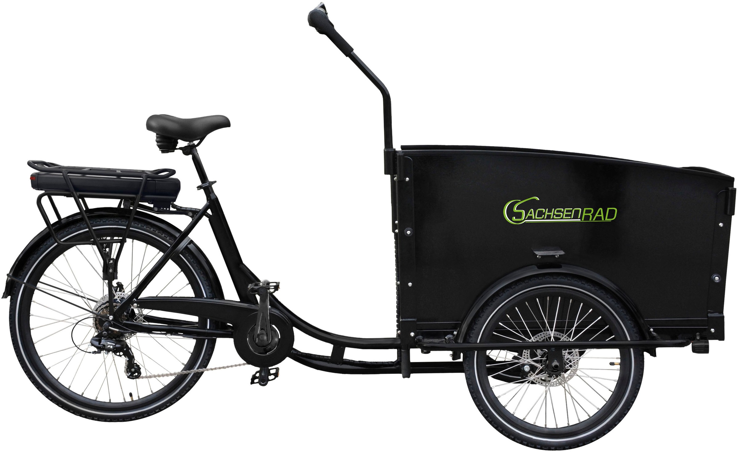 SACHSENRAD E-Bike "T1", 51cm, 20 Zoll (50,80cm), schwarz, Elektrofahrräder, Alarmanlage, Holz-Transportbox, Mitgelieferte Regenabdeckung