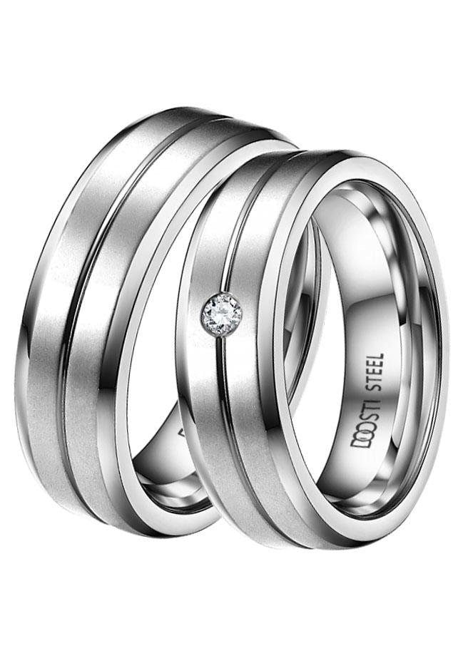 DOOSTI Trauring »Schmuck Geschenk Edelstahl Trauring Ehering Partnerring LIEBE«, Made in Germany - wahlweise mit oder ohne Zirkonia