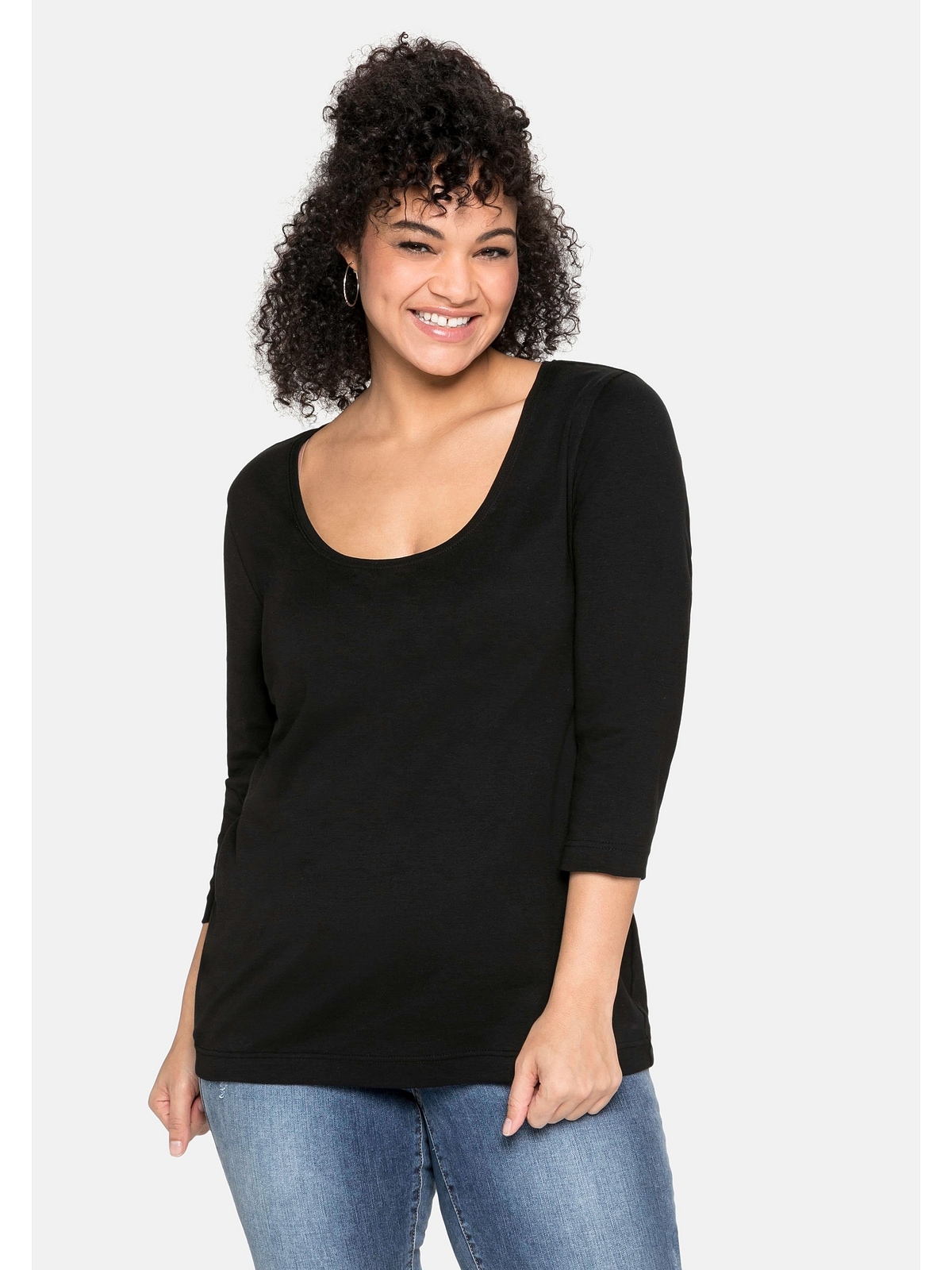 Sheego 3/4-Arm-Shirt BAUR für »Große aus Größen«, Baumwolle reiner kaufen 