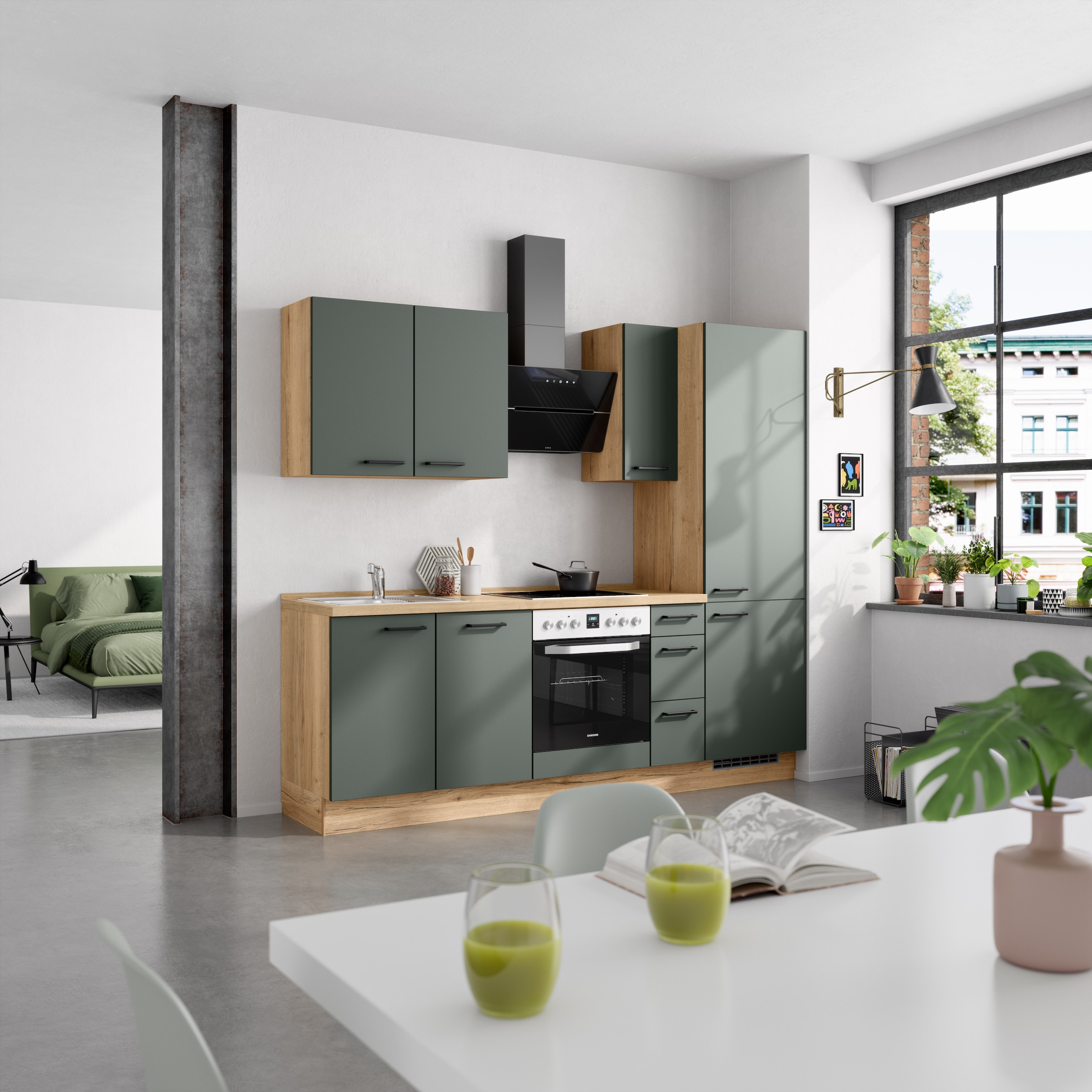 nobilia® Küchenzeile »"Easytouch II"«, vormontiert, Ausrichtung wählbar, Breite 240 cm, wahlw. mit E-Geräten