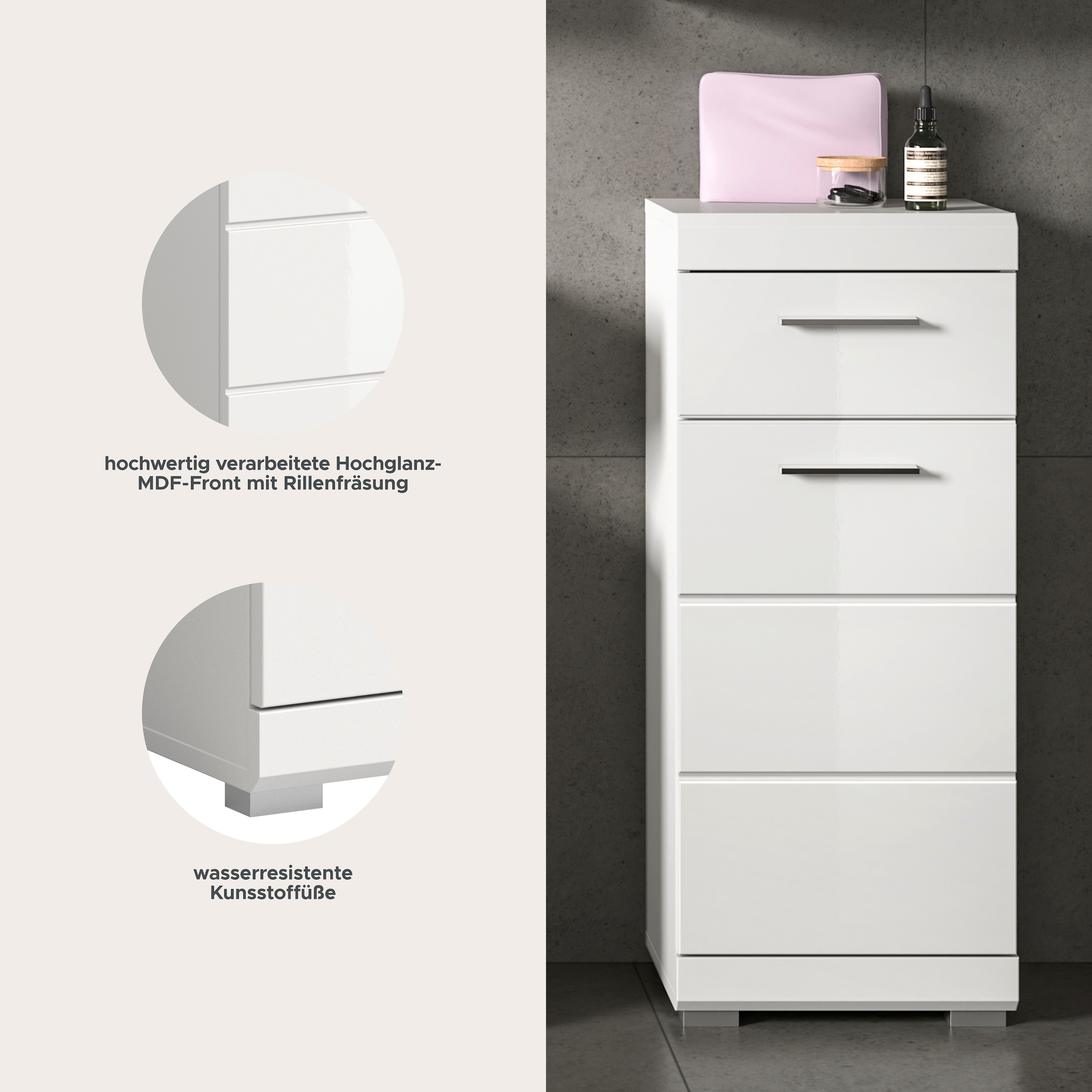 welltime Unterschrank »SIENA, Breite 37cm, 1 Tür, 1 Schubkasten, 2 Fächer, MDF-Front« TOPSELLER!, 1 Stk. tlg. in verschiedenen Farben erhältlich, Badmöbel, Badschrank, Kommode, Bad