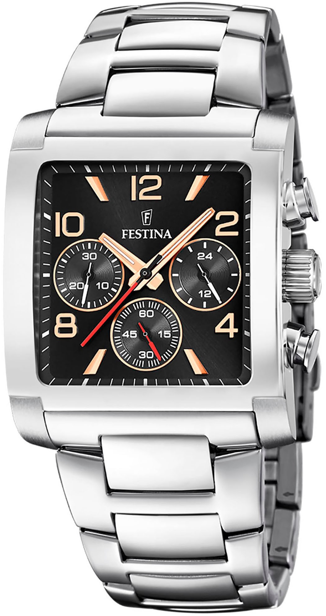 Festina Chronograph »On The Square«, Armbanduhr, Quarzuhr, Herrenuhr, Stoppfunktion