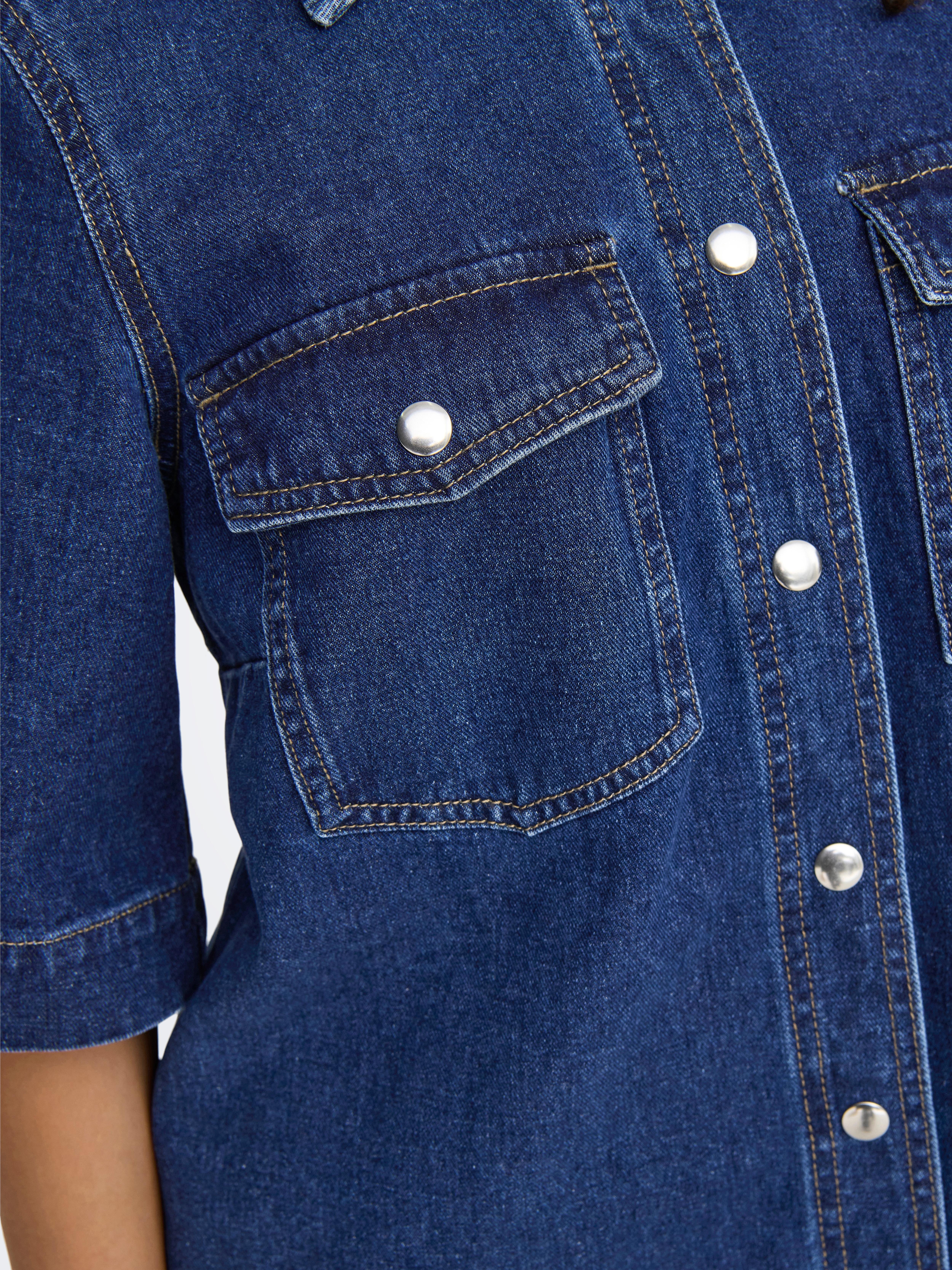 Thumbnail - ONLY Jeanskleid "ONLBELLE S/S BUTTON DRESS DNM GUA NOOS" Brusttaschen