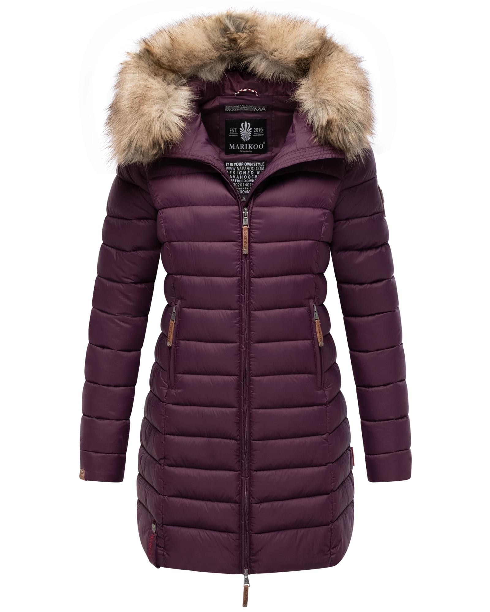 Marikoo Steppmantel "Rose-Stepp", zeitloser Winterparka mit großer Kunstfel günstig online kaufen