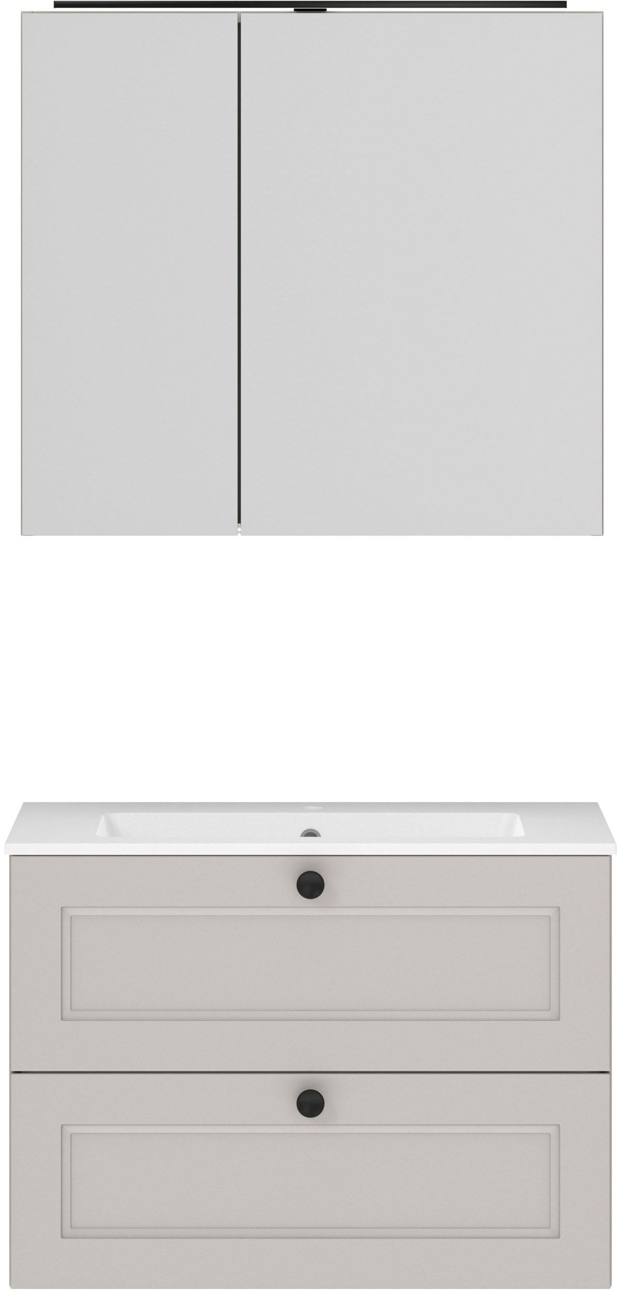 nobilia "Cascada" Set, mit Waschbecken, inkl. Spiegelschrank mit Beleuchtung, 2 Stk. tlg.