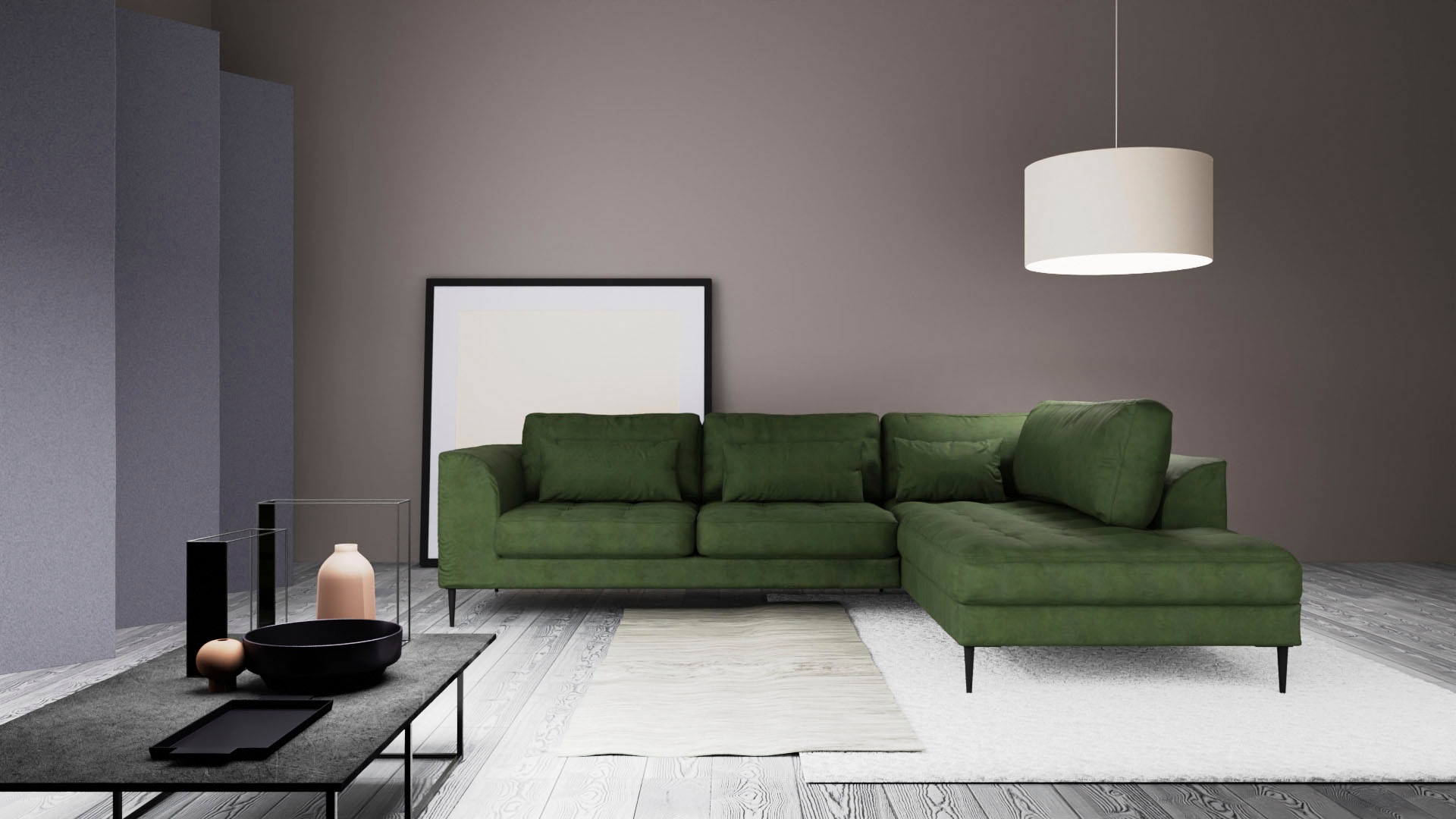 TRENDMANUFAKTUR Ecksofa »Luzi, wahlweise mit Schlaffunktion und Bettkasten, gemütlich, L-Form«, Designsofa mit Ottomane, Metallfüße schwarz, Breite 264 cm