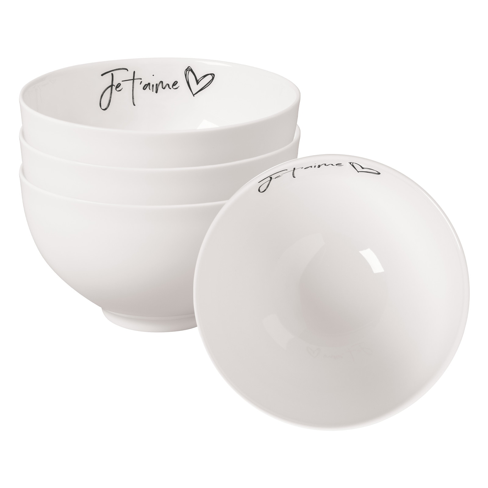 VILLEROY & BOCH Schale "Bols Je t'aime Statement ø 13,8 cm 4er Set weiß", weiß, Schüsseln