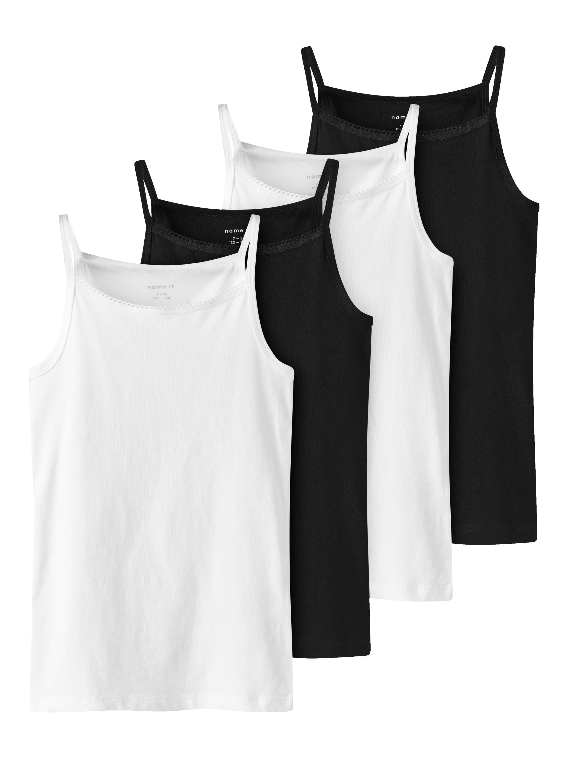 Name It Unterhemd »NKFSTRAP TOP 4P BLACK WHITE SOLID NOOS«, (Packung, 4 St.)