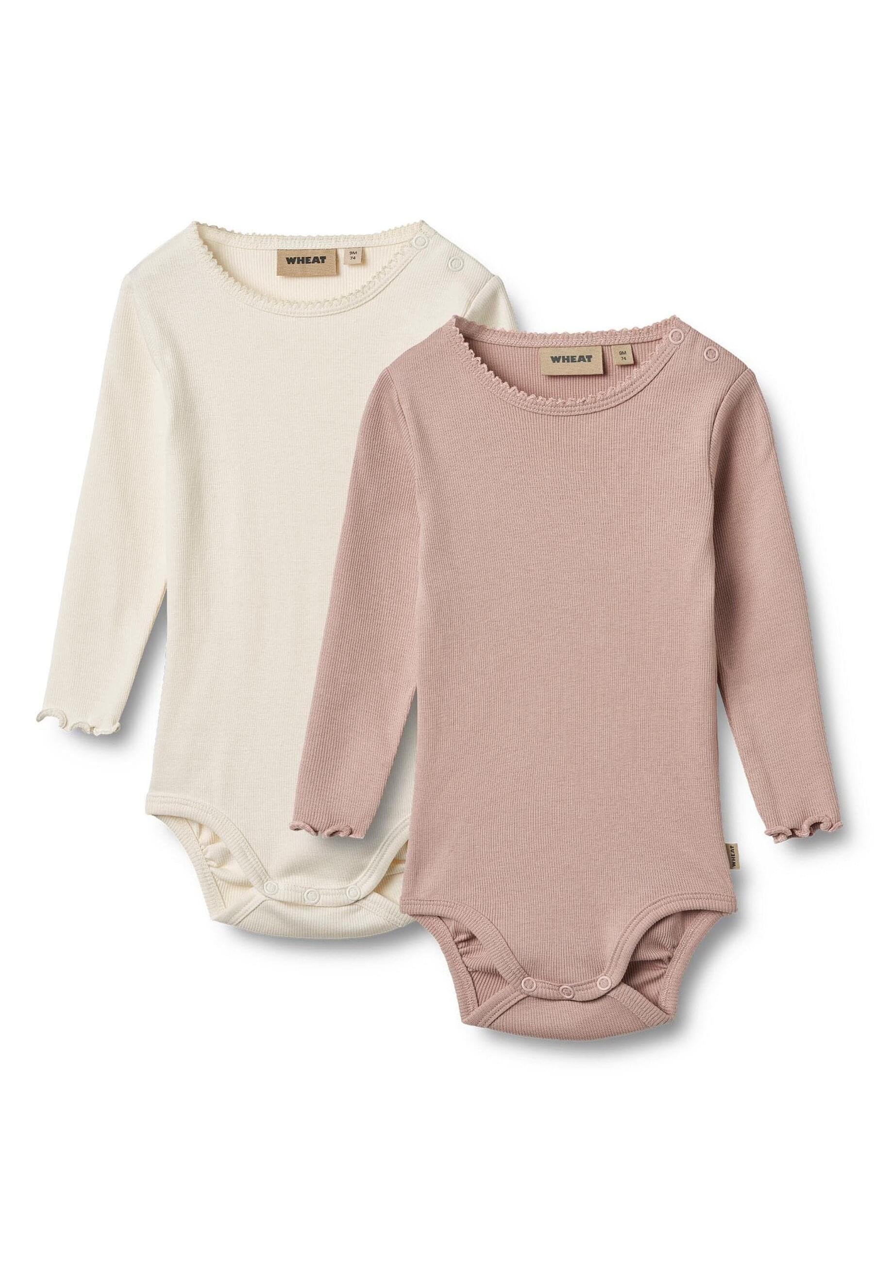WHEAT Mädchen Blusenbody "WHEAT 2 Body L/S Regitze"rose powder, Gr. 86, 95% Baumwolle, 5% Elasthan, Bodys
