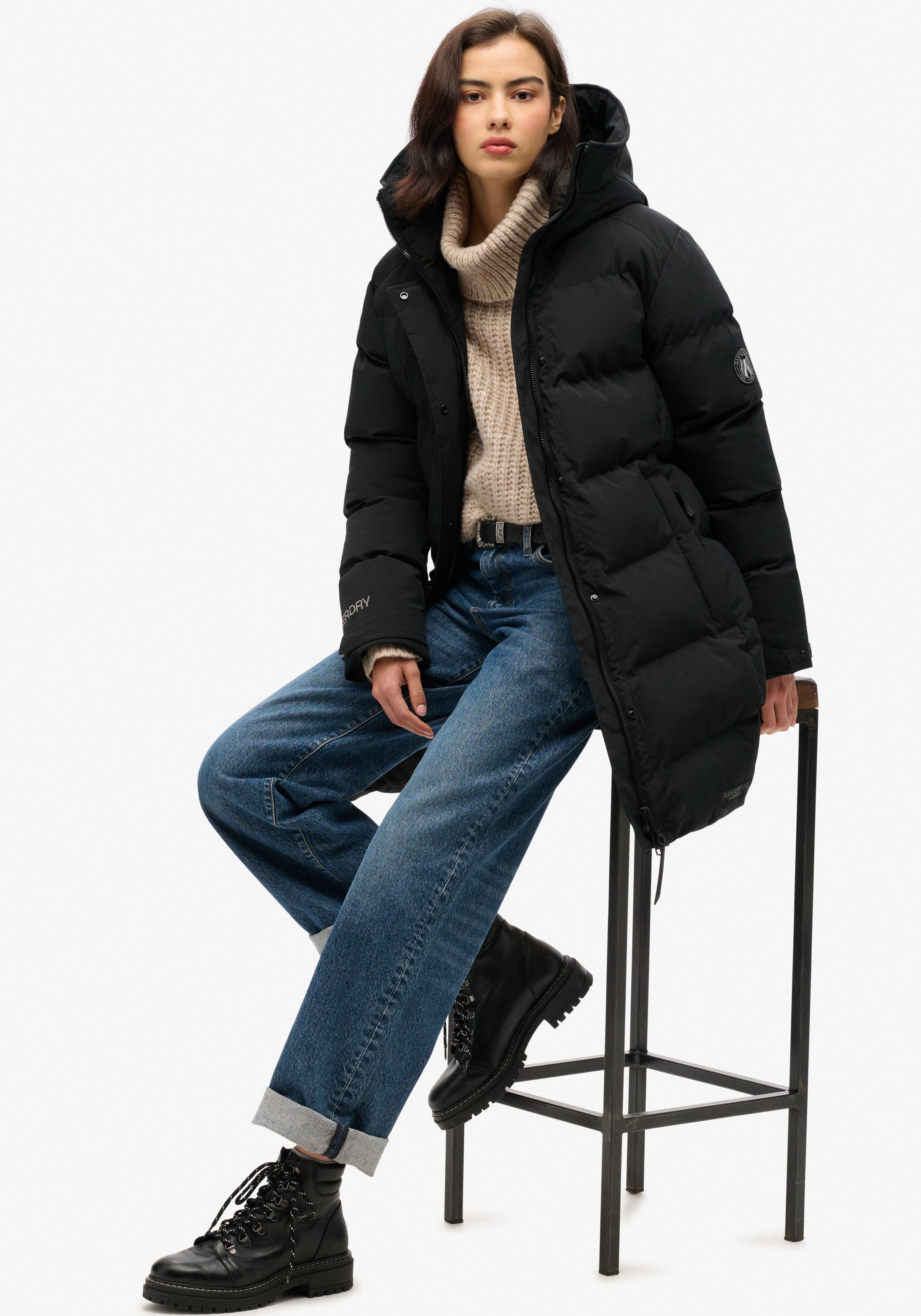 Superdry Steppjacke »CITY MID LENGTH PADDED JACKET«, mit Kapuze