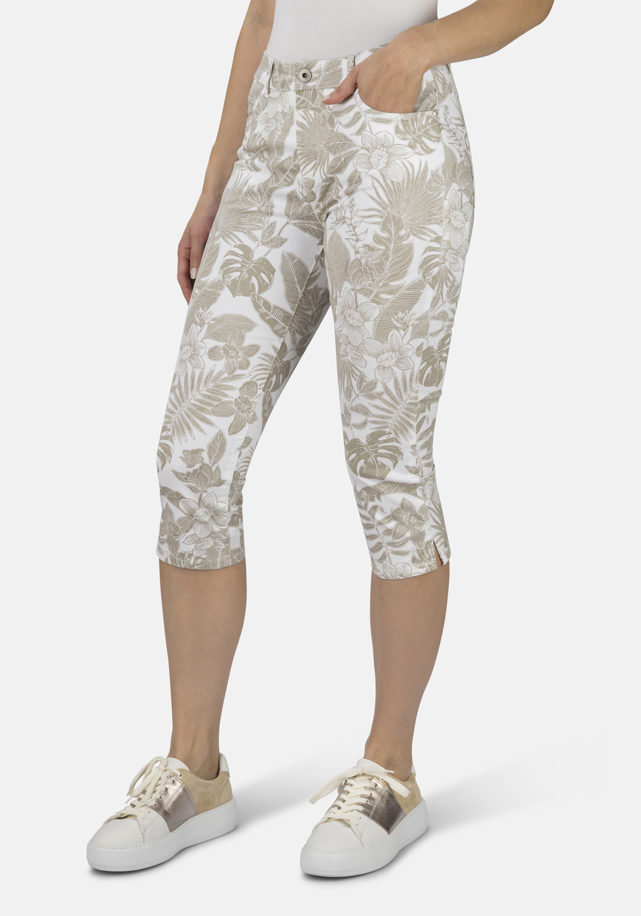 STOOKER WOMEN 7/8-Hose "Tahiti Print Capri Slim Fit", Capri Slim Fit Casual Clean Wash Twill Coloured für Damen