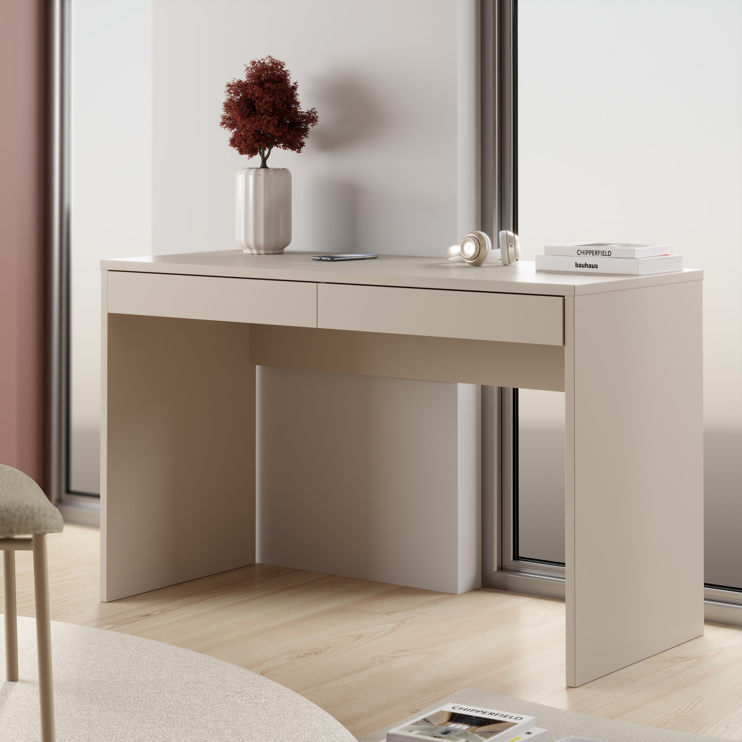 FORTE Schreibtisch »Milles« 2 Schubkästen mit Vollauszug, B/H/T 124,8/77,3/53,1 cm