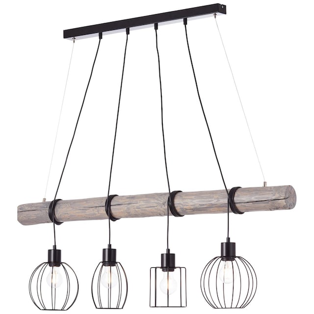 Brilliant Pendelleuchte »Karlen«, 4 flammig-flammig, 56 cm Höhe, 115 cm  Breite, 4 x E27, Metall/Holz, grau/schwarz | BAUR