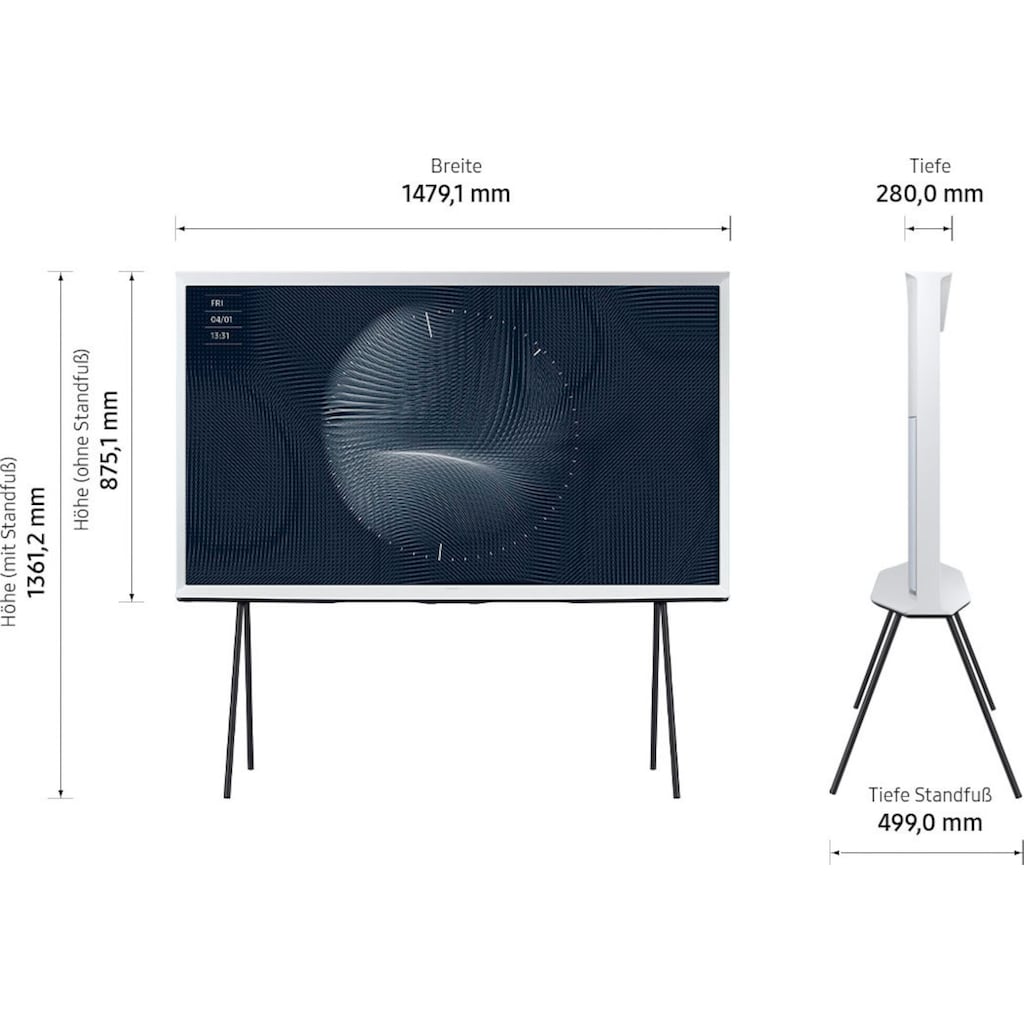 Samsung LED Lifestyle Fernseher »65" QLED 4K The Serif (2022)«, 163 cm/65 Zoll, Smart-TV, Quantum HDR,Bestes Upscaling dank Quantum Prozessor 4k,Mattes Display