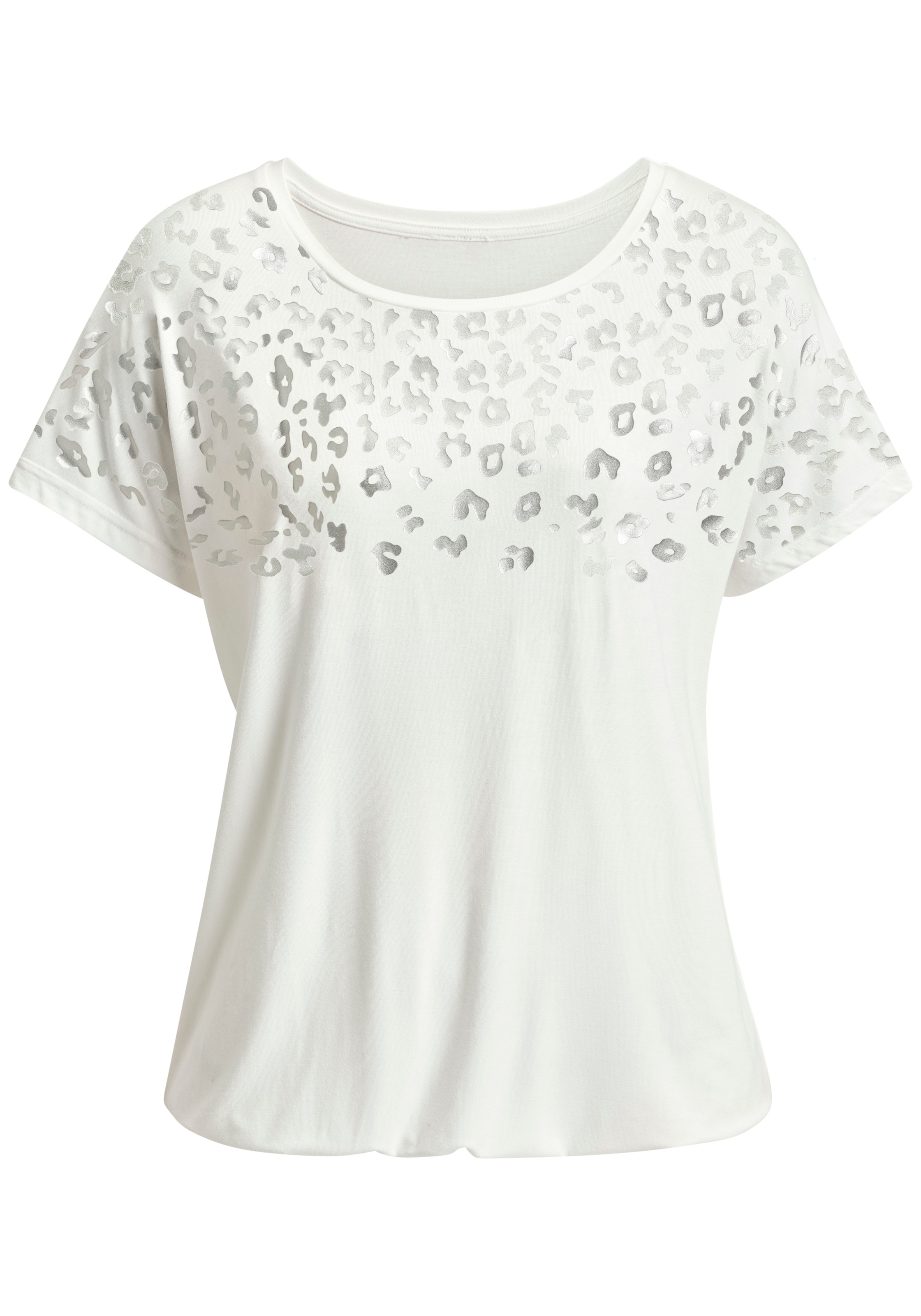 LASCANA Kurzarmshirt "mit Leo-Print" aus angenehmer Viskose-Qualität günstig online kaufen