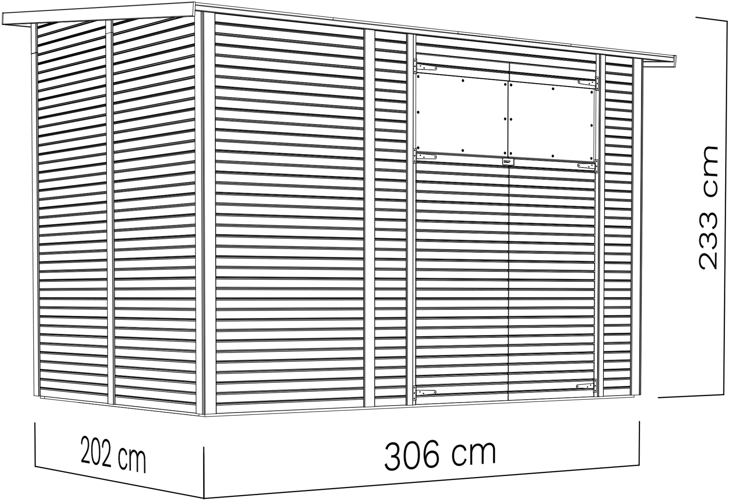 BERTILO Gartenhaus »Pent Modern 4, in verschiedenen Farben«, mit hohen Seitenwänden und einer 1,88 m hohen Doppeltür