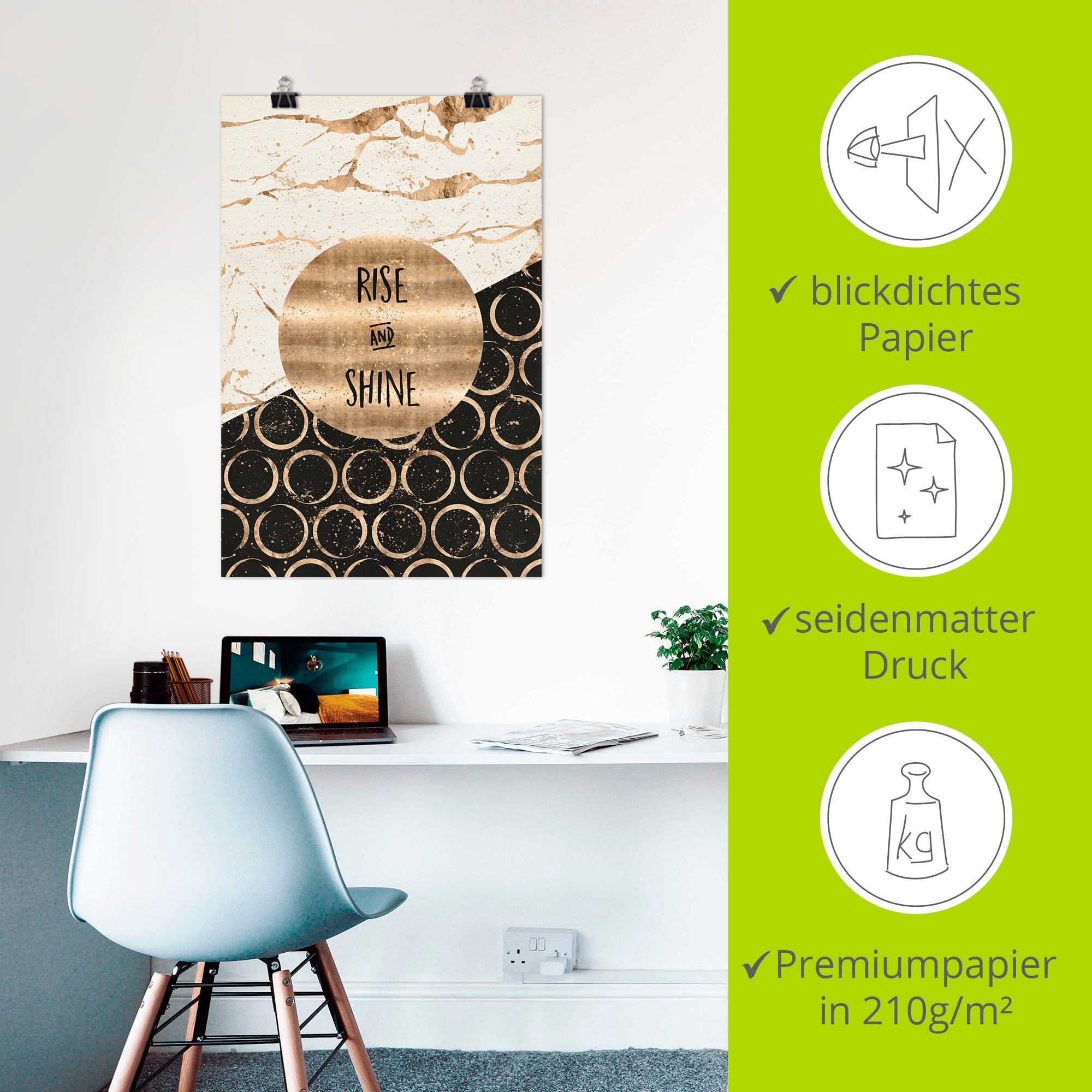 Artland Wandbild »Aufsteigen und scheinen«, Sprüche & Texte, (1 St.), als Leinwandbild, Poster, Wandaufkleber in verschied. Größen