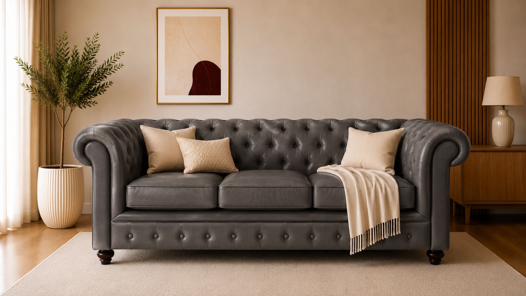 OTTO home Chesterfield-Sofa "Chesterfield 3-Sitzer B/T/H: 198/89/74 cm" mit hochwertiger Knopfheftung, auch in Leder