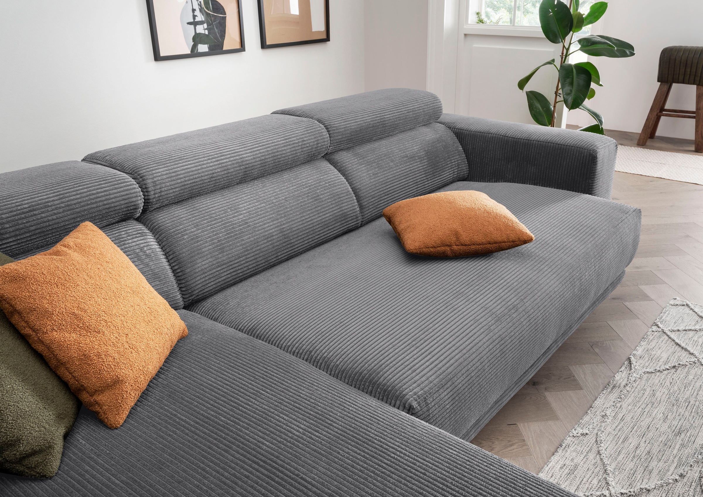 alina Ecksofa »Hikari«, wahlweise mit Sitzvorzug, in modernem Cordstoff, Breite 276 cm