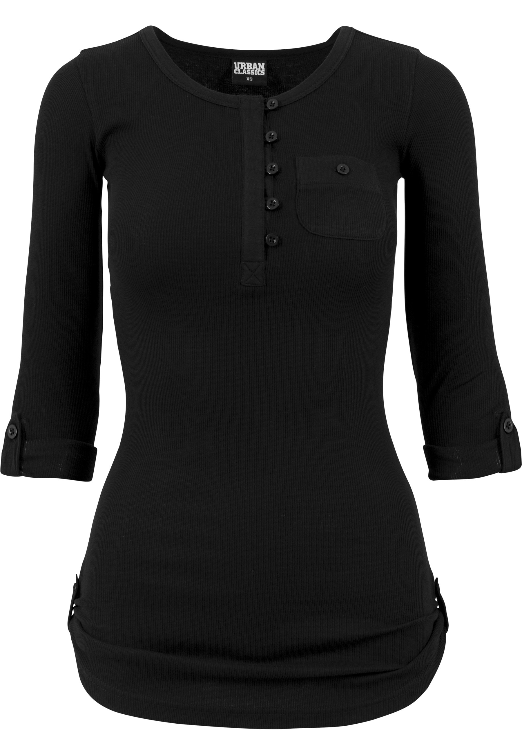 URBAN CLASSICS Longsleeve »Urban Classics Damen Ladies Long Rib Pocket Turnup Tee« 1 Stk.