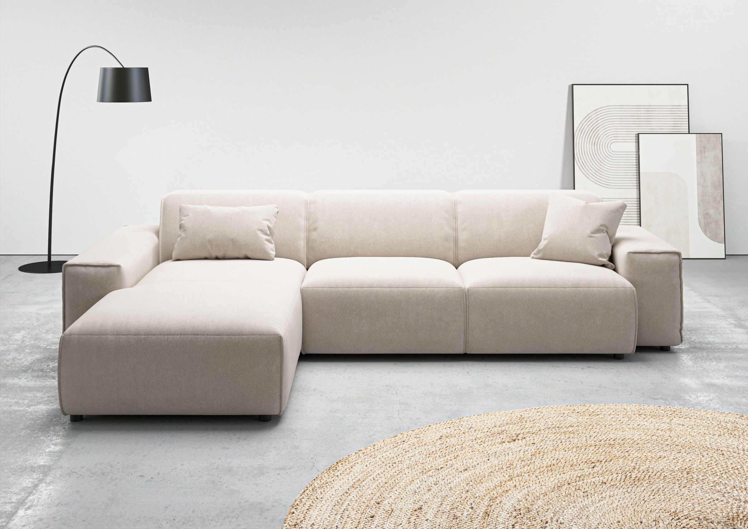 andas Ecksofa »Glimminge auch in Breitcord, Feincord, Bouclé + Easy care-Bezug«, L-Form, Breite 294, Zierkissen