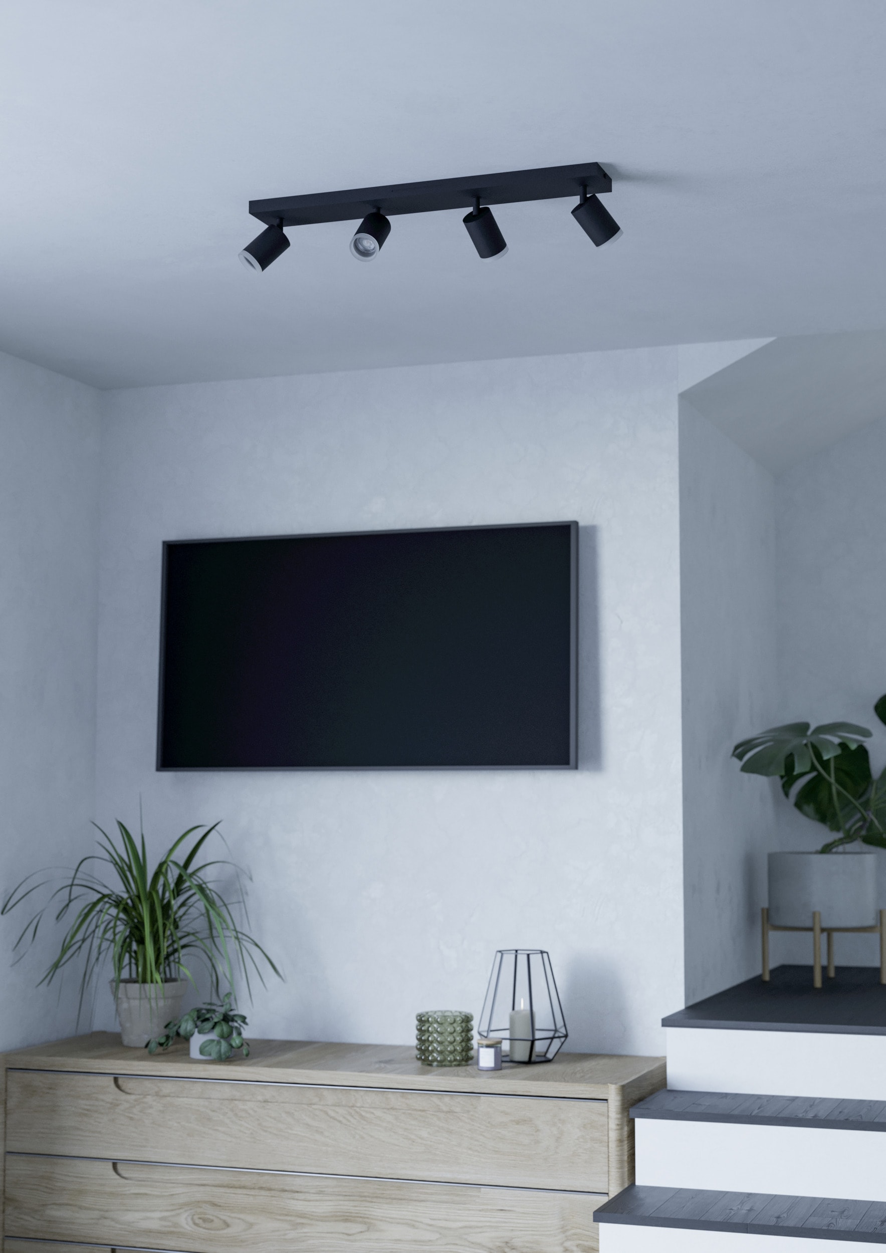 EGLO Deckenleuchte »MELITELLO-Z Spotlampe - Alu, Stahl - LED - 4X3,7W - IP20« LED-Modul 1 Stk. Kaltweiß | Neutralweiß | RGB | Warmweiß Wandleuchte, Wandspot, schwenkbar, Strahler, L68 x B10,5 x H8 cm