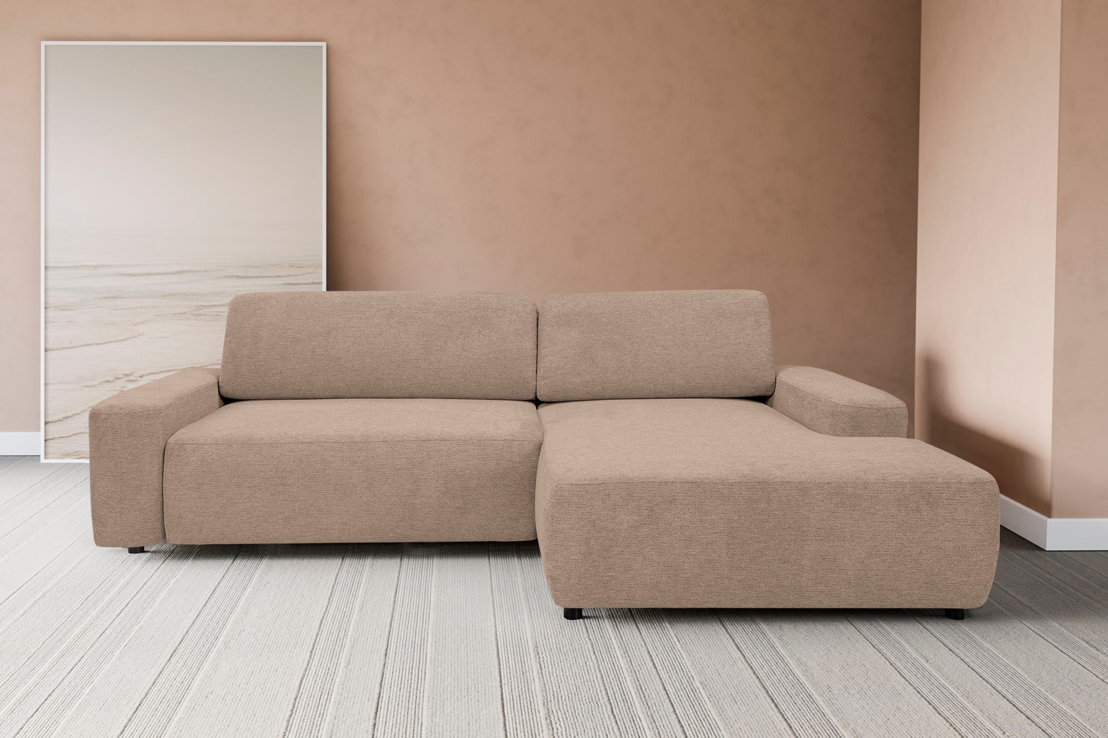 WERK2 Ecksofa »Bully L-Form«, Curvy Trend Ecksofa mit Schlaffunktion in weichem Cord