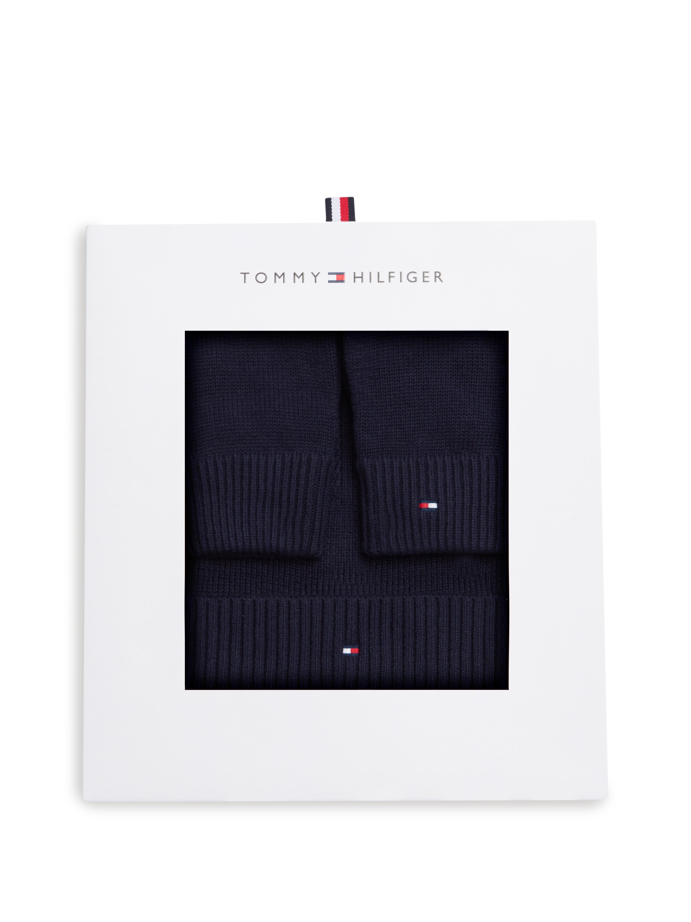 Tommy Hilfiger Beanie »TH FLAG BEANIE AND GLOVES« 2 Stk. mit Kaschmiranteil, in Geschenkbox