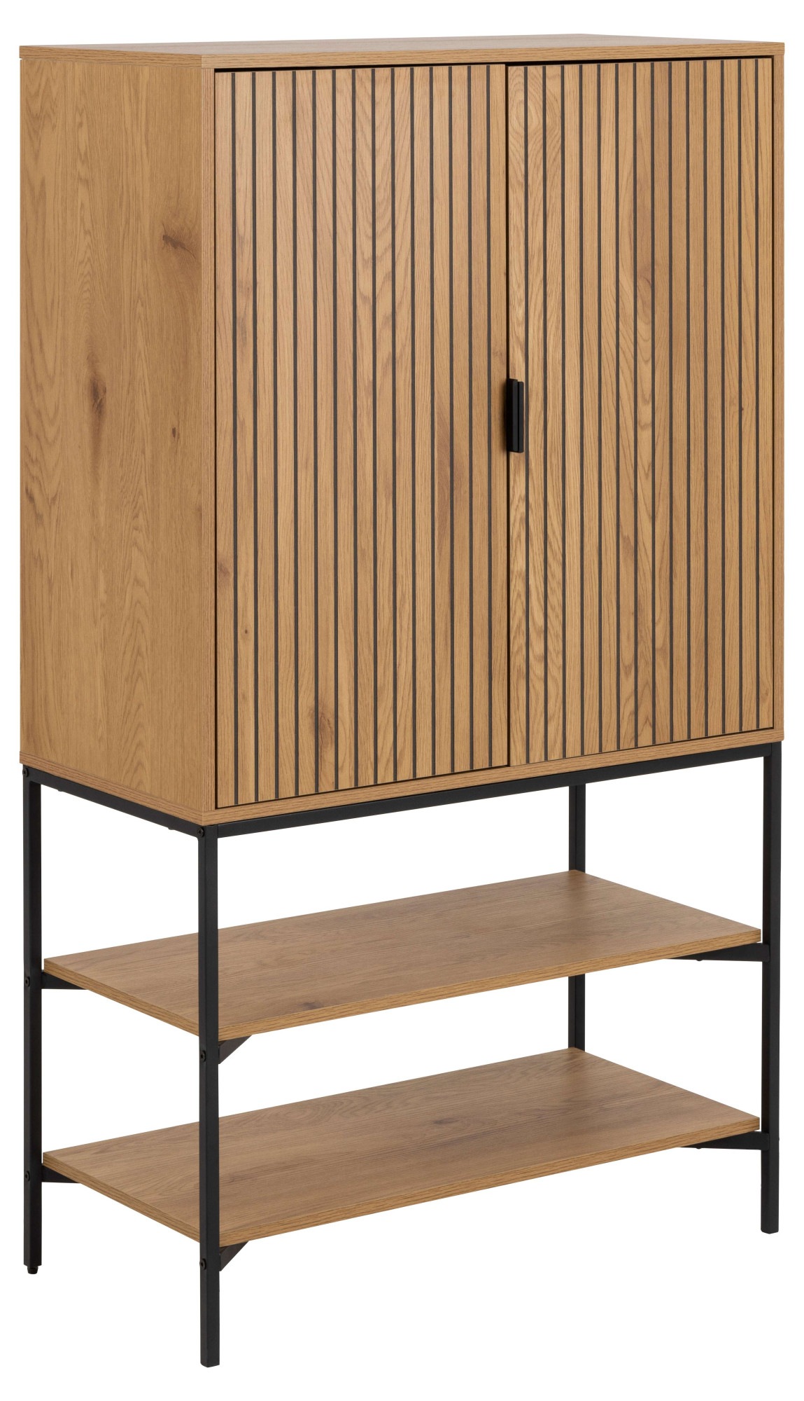 ACTONA GROUP Stauraumschrank »Jaipur Sideboard, Regal,«, Wildeiche-Optik, 2 Türen und 2 Einlegeböden, Lamellenfront
