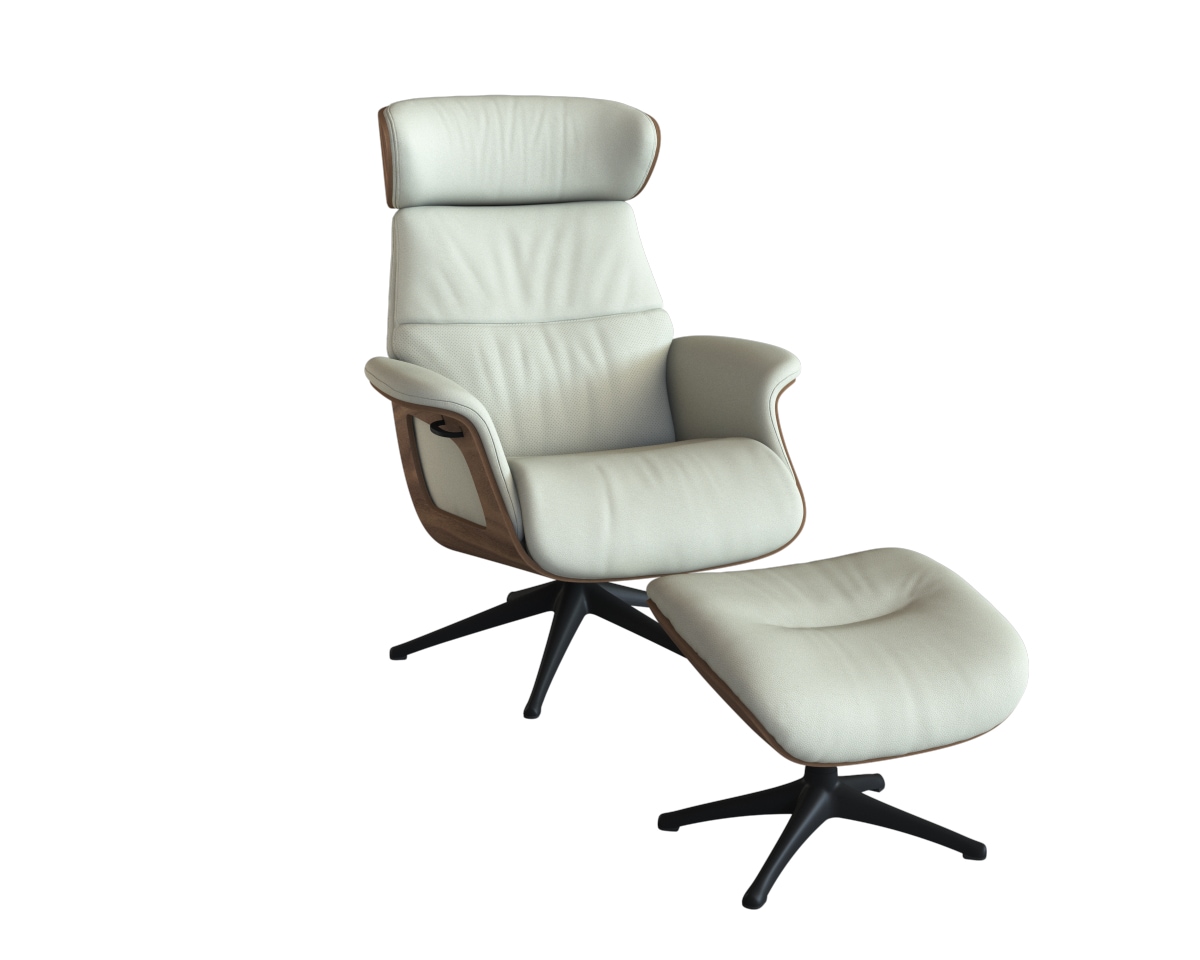 FLEXLUX Relaxsessel "Rücken u. Kopfverstellung, ergonomisch, Airchannels, klasse Komfort" Rücken- & Kopfteilverstellung, Drehbar, Armlehne Walnuss, Fuß Schwarz