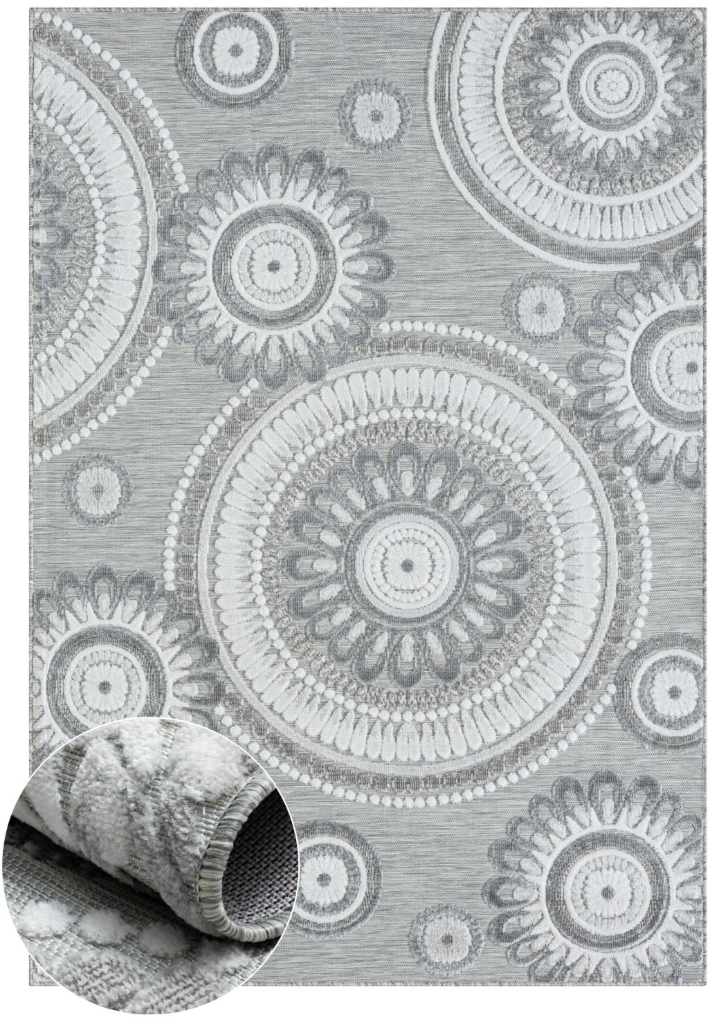 Myflair Möbel & Accessoires Teppich »Loop Lagerräumung«, rechteckig, 8 mm Höhe, modernes Design, Hoch-Tief Effekt, Outdoor geeignet, Balkon, Terrasse