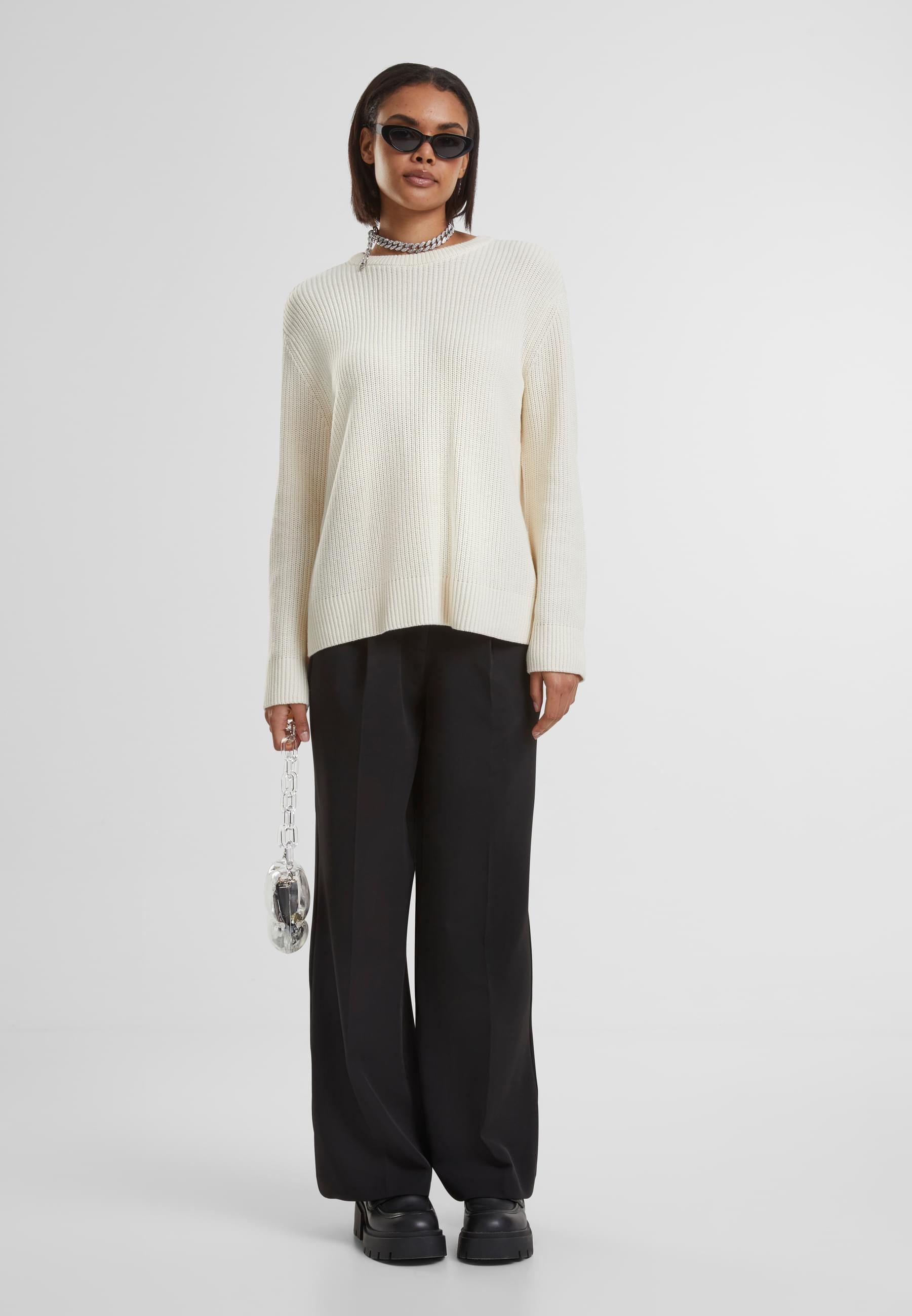 URBAN CLASSICS Rundhalspullover »Urban Classics Damen Ladies Rib Knit Sweater«, (1 tlg.)