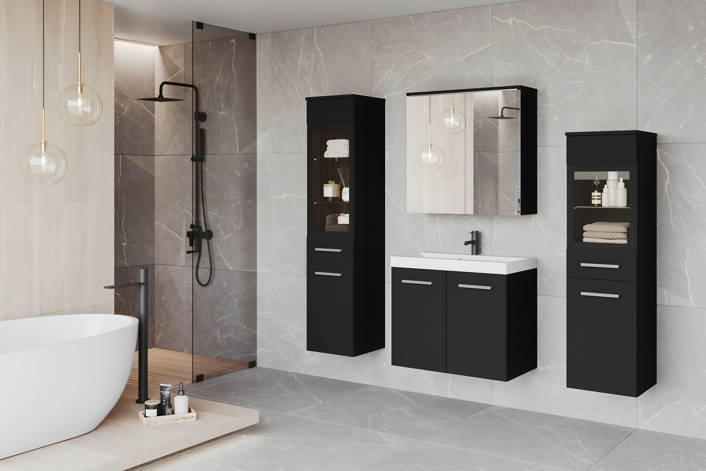 welltime Badmöbel-Set "MADRIT II, Schrank mit Waschbecken, 2 Hänger, Spiege günstig online kaufen