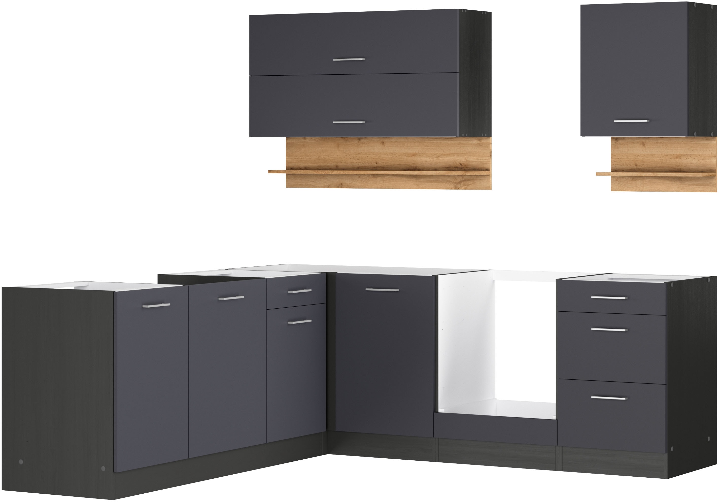 KOCHSTATION Winkelküche "KS-Milan" Stellbreite 220/220 cm, viel Stauraum, wahlweise mit E-Geräten